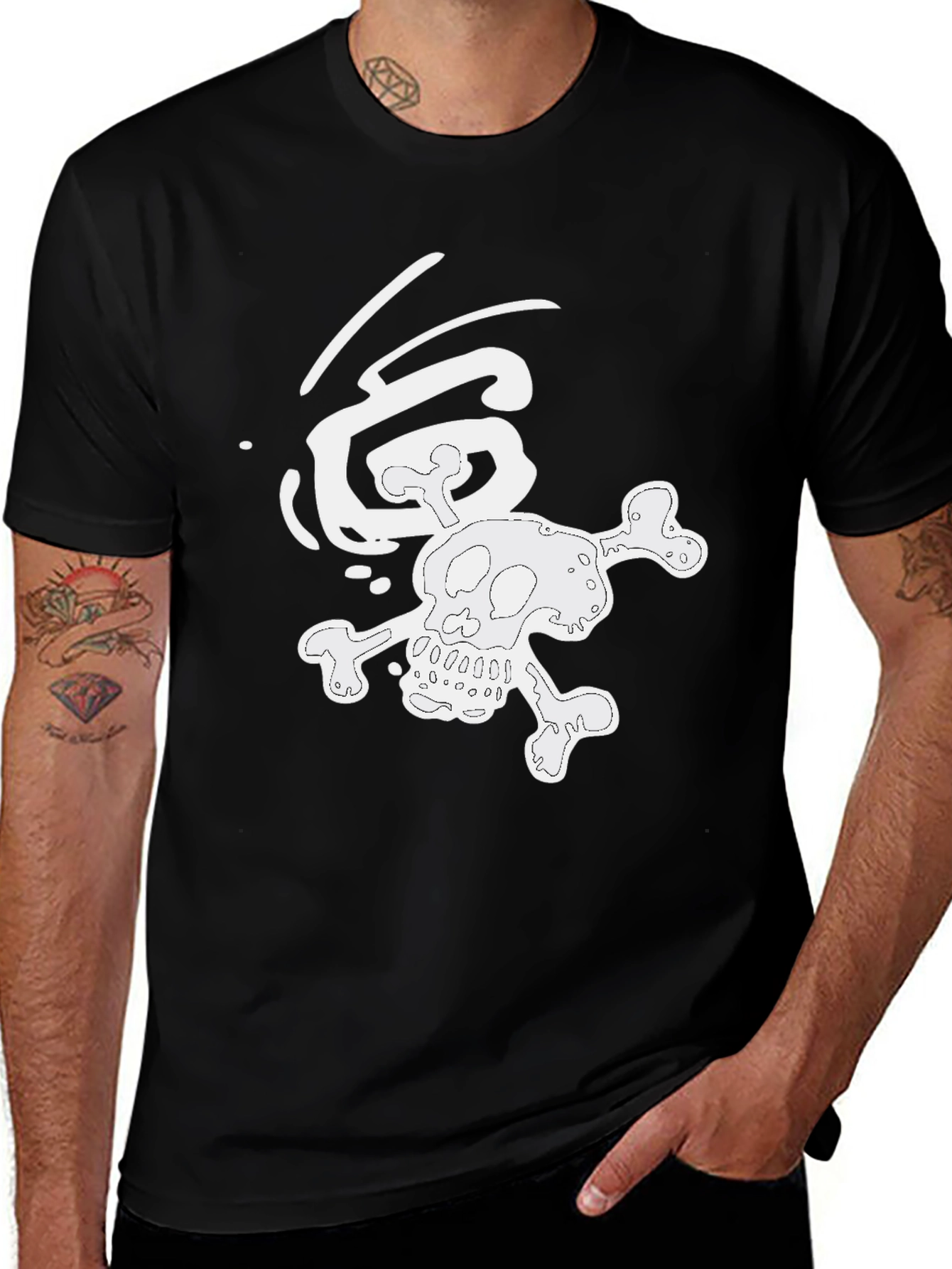 Skull & Crossbones Graphic Tee - Black