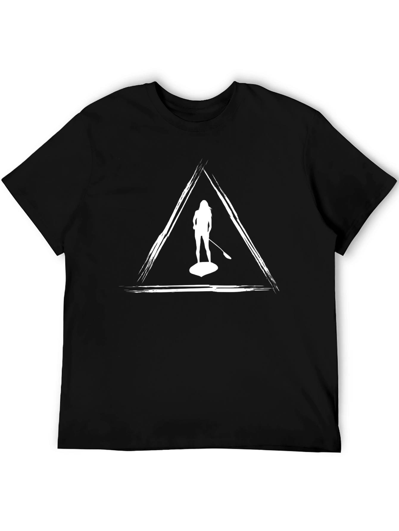 Paddleboarder Graphic Tee - Black Cotton T-Shirt