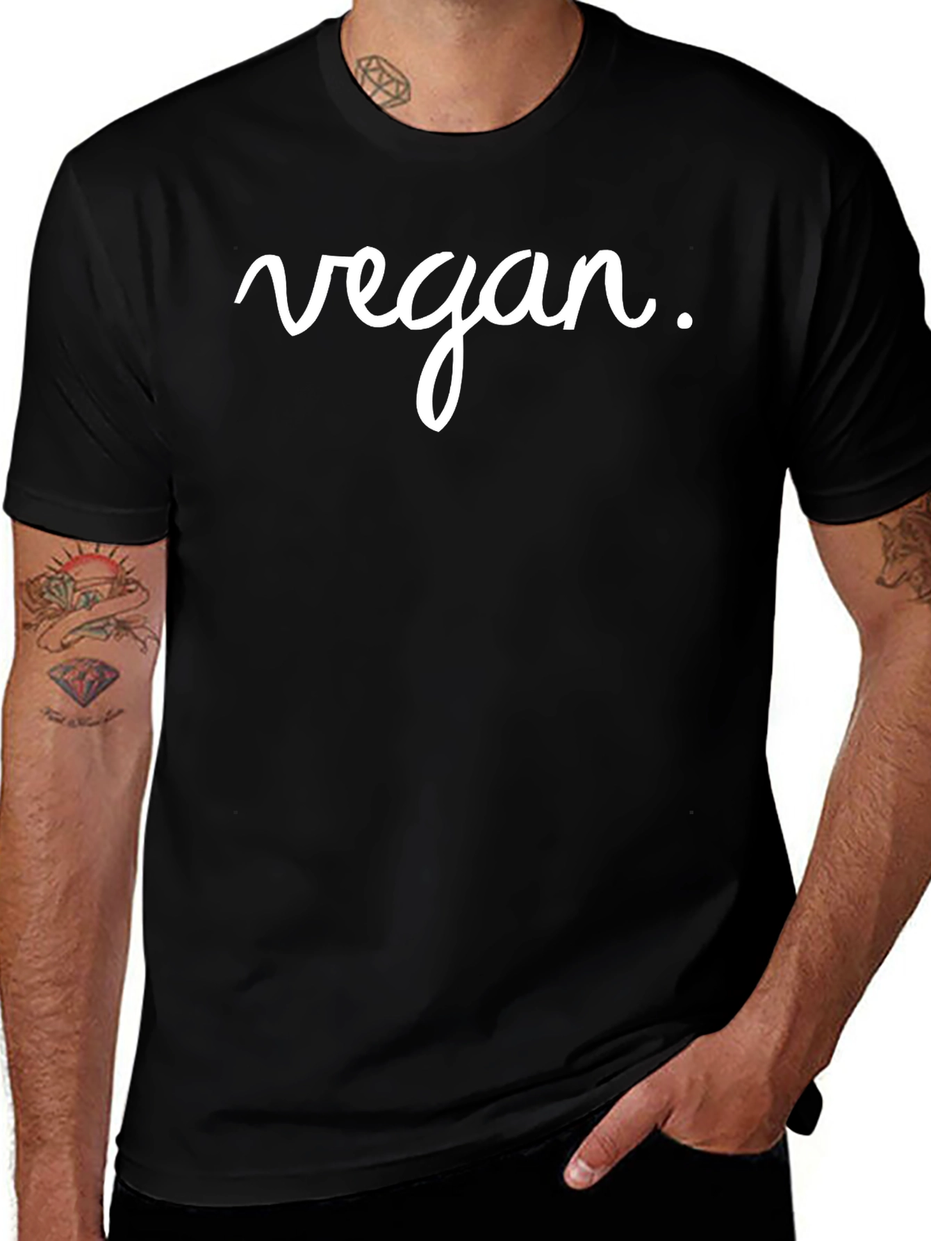 Vegan Script T-Shirt - Black Casual Tee