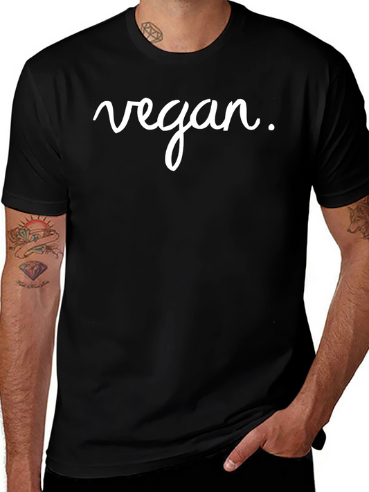 Vegan Script T-Shirt - Black Casual Tee