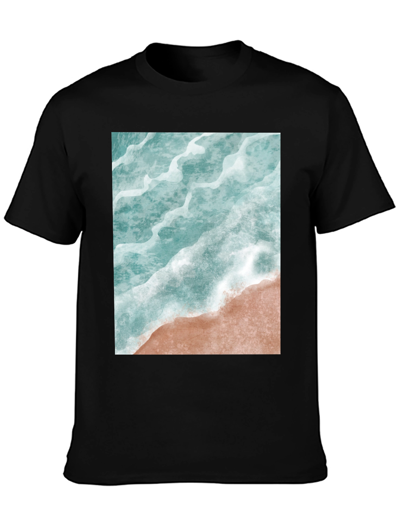 Ocean Wave Graphic Tee - Beach Style Black T-Shirt