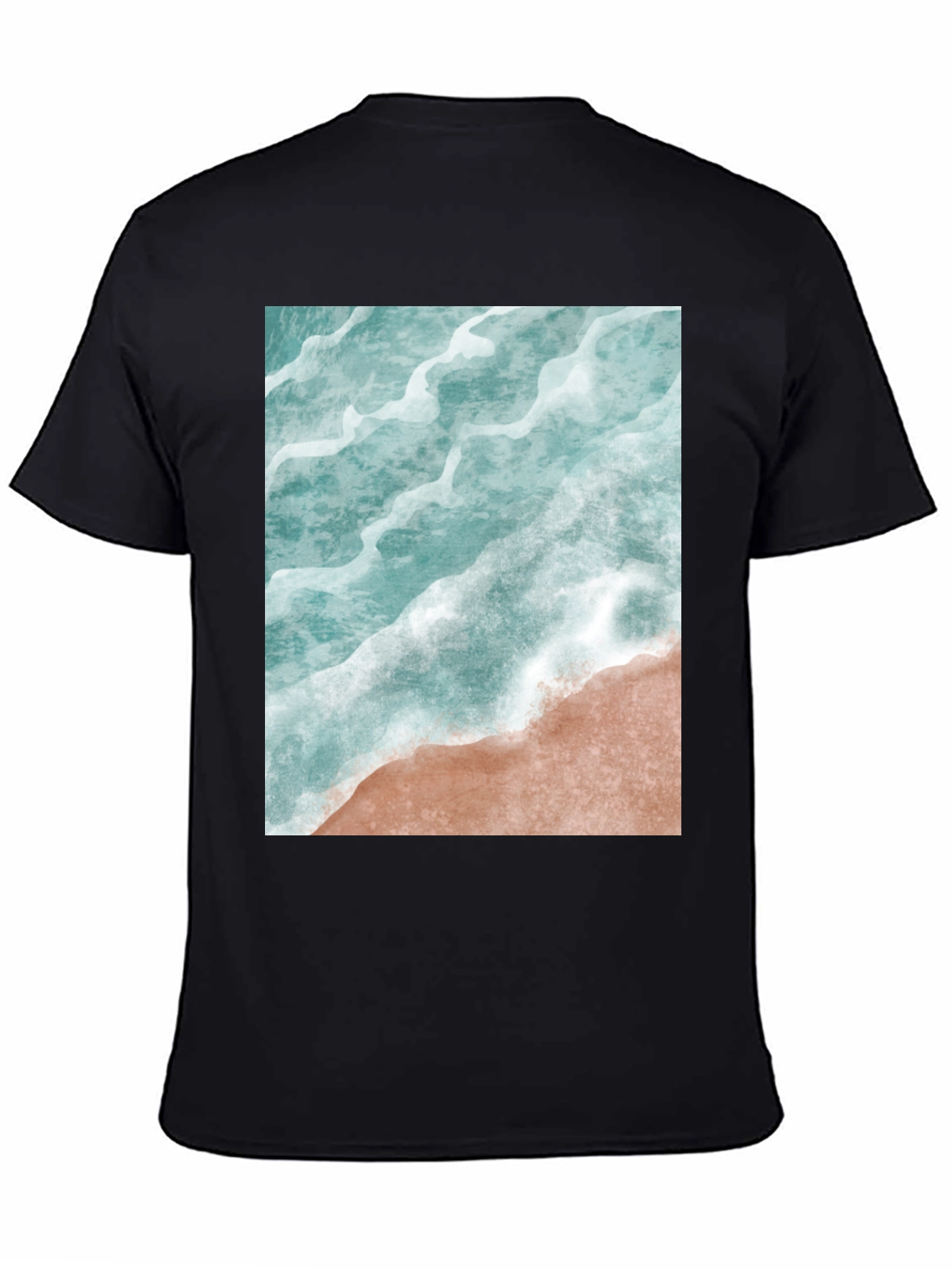 Ocean Wave Graphic Tee - Beach Style Black T-Shirt