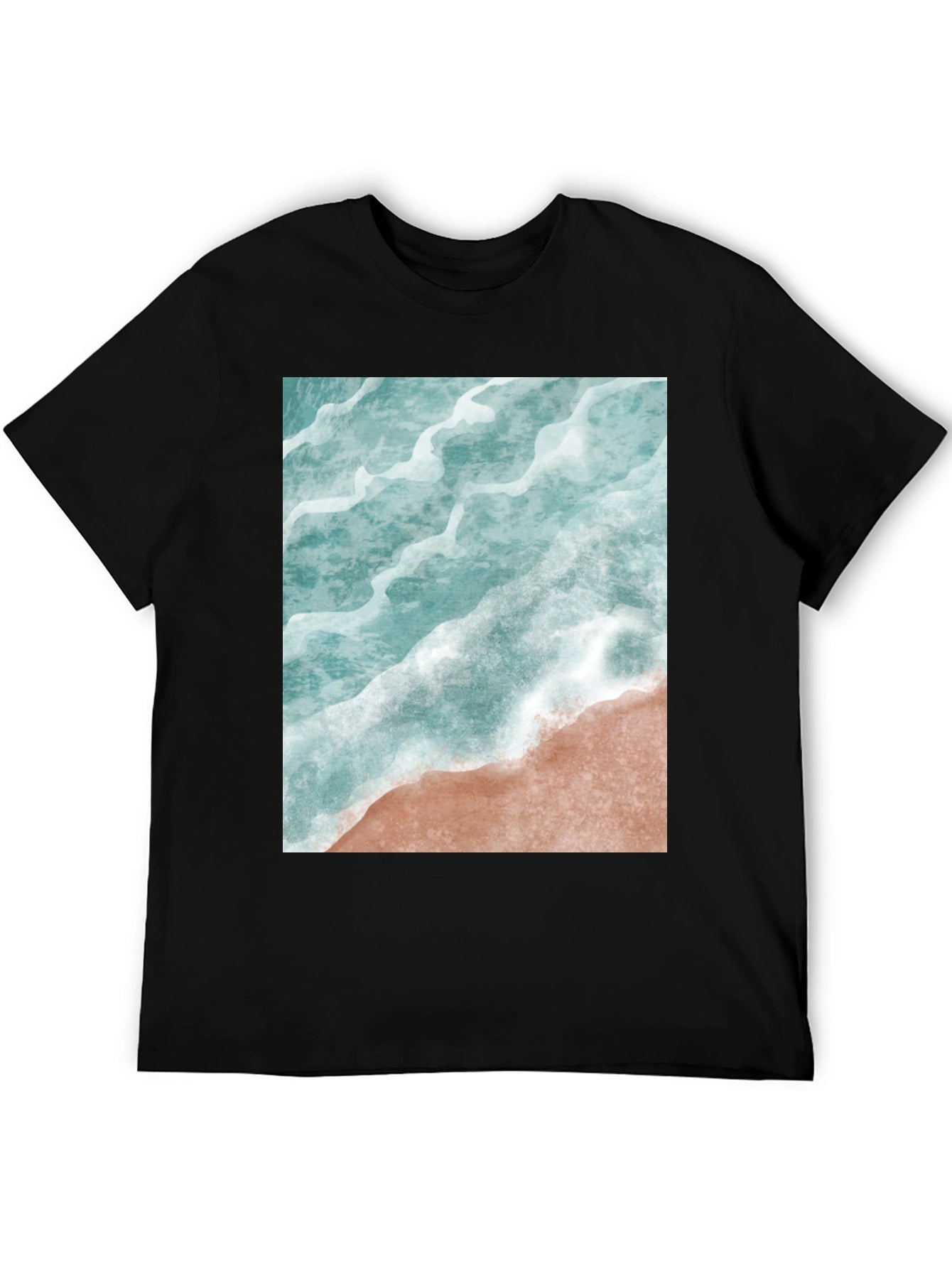 Ocean Wave Graphic Tee - Beach Style Black T-Shirt