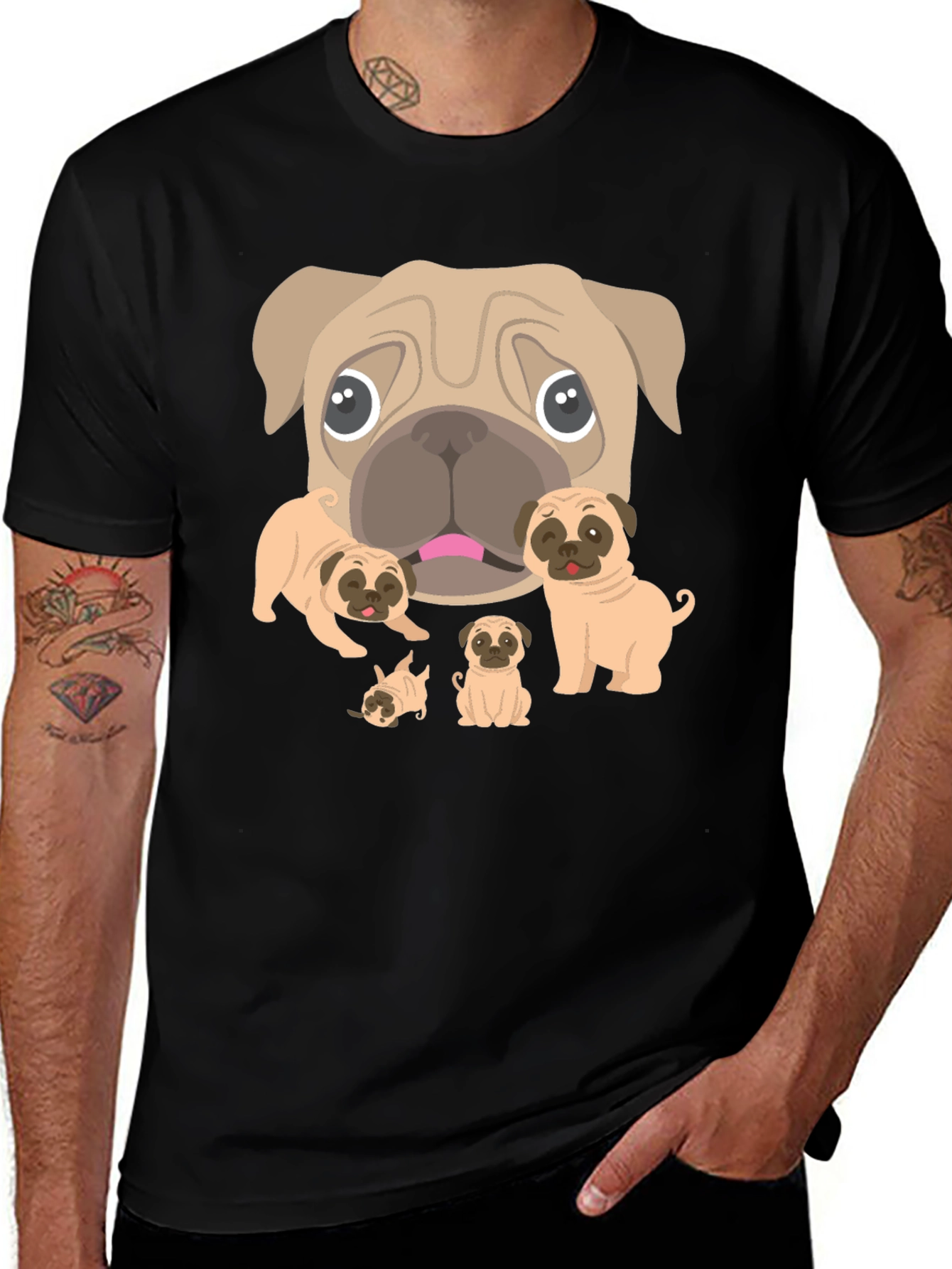Pug Lovers Black Graphic Tee
