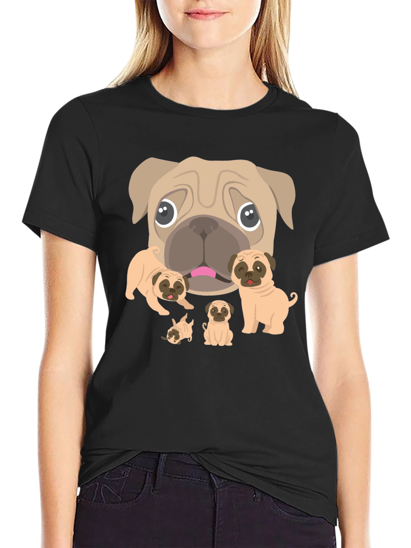 Pug Lovers Black Graphic Tee