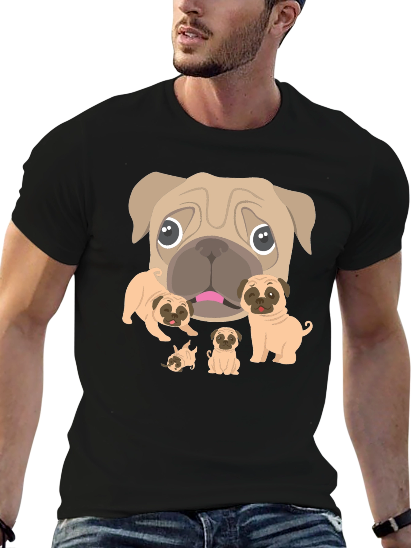 Pug Lovers Black Graphic Tee