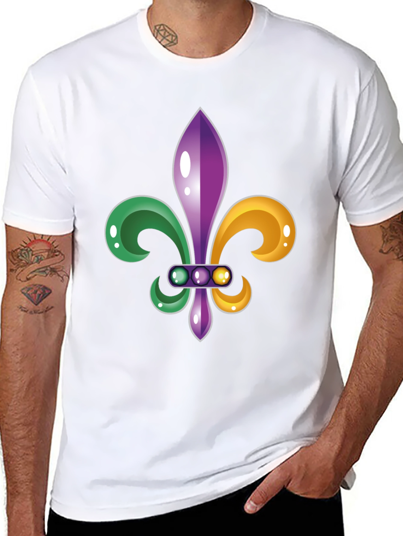Mardi Gras Fleur-de-lis Graphic Tee - Mens