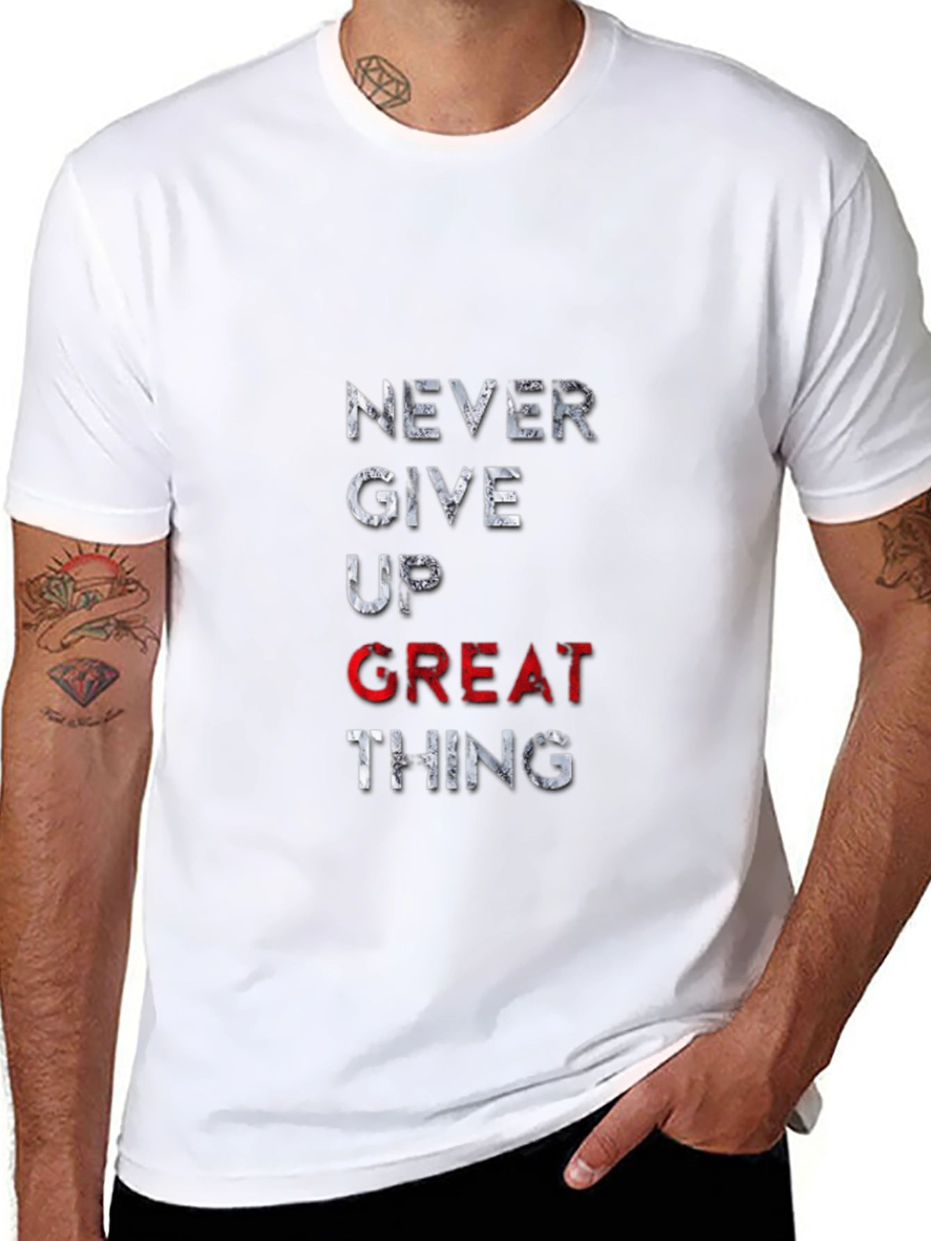 Motivational Never Give Up T-Shirt - Black