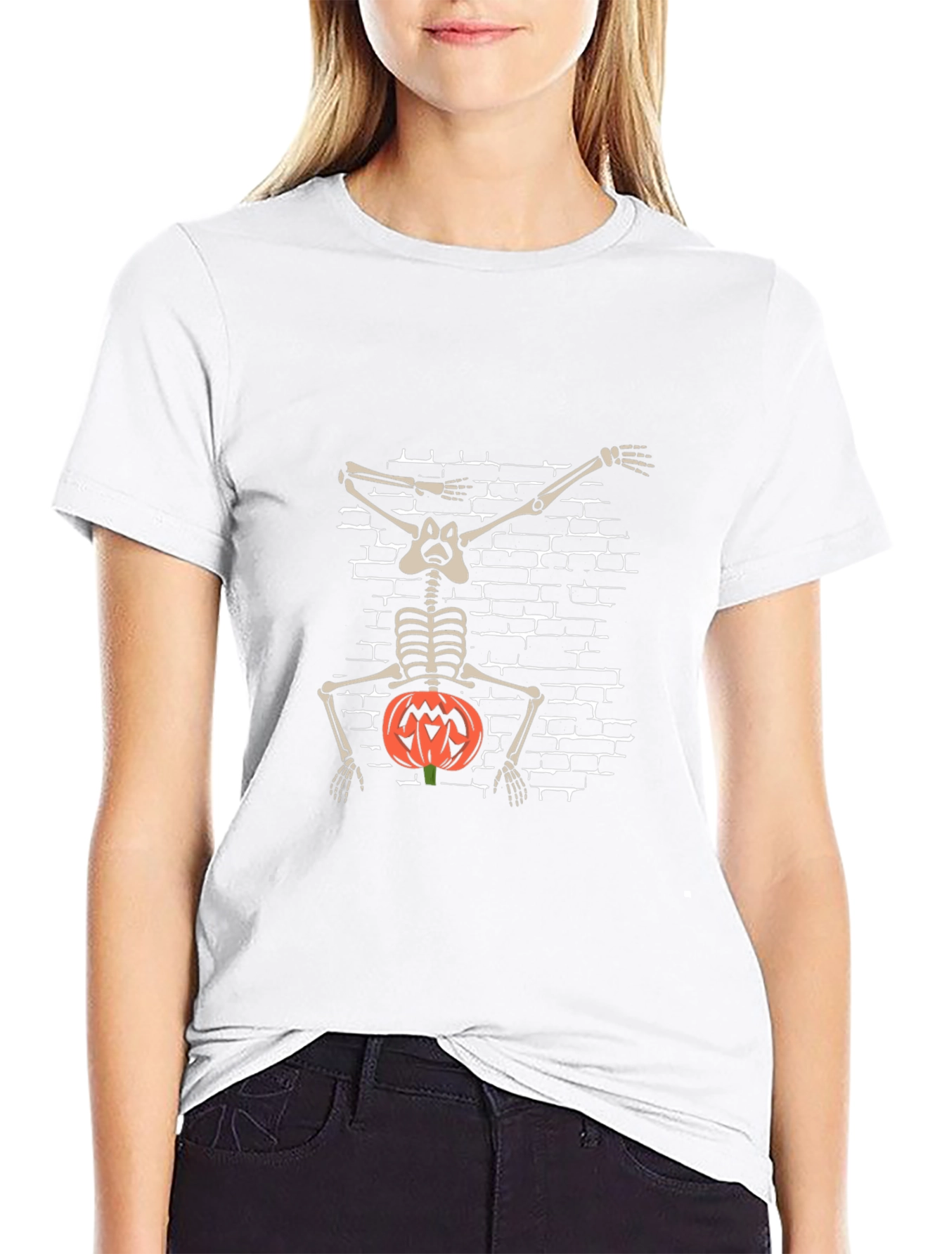 Halloween Skeleton Dabbing Pumpkin T-Shirt