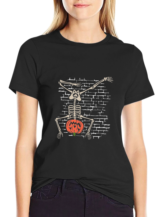 Halloween Skeleton Dabbing Pumpkin T-Shirt