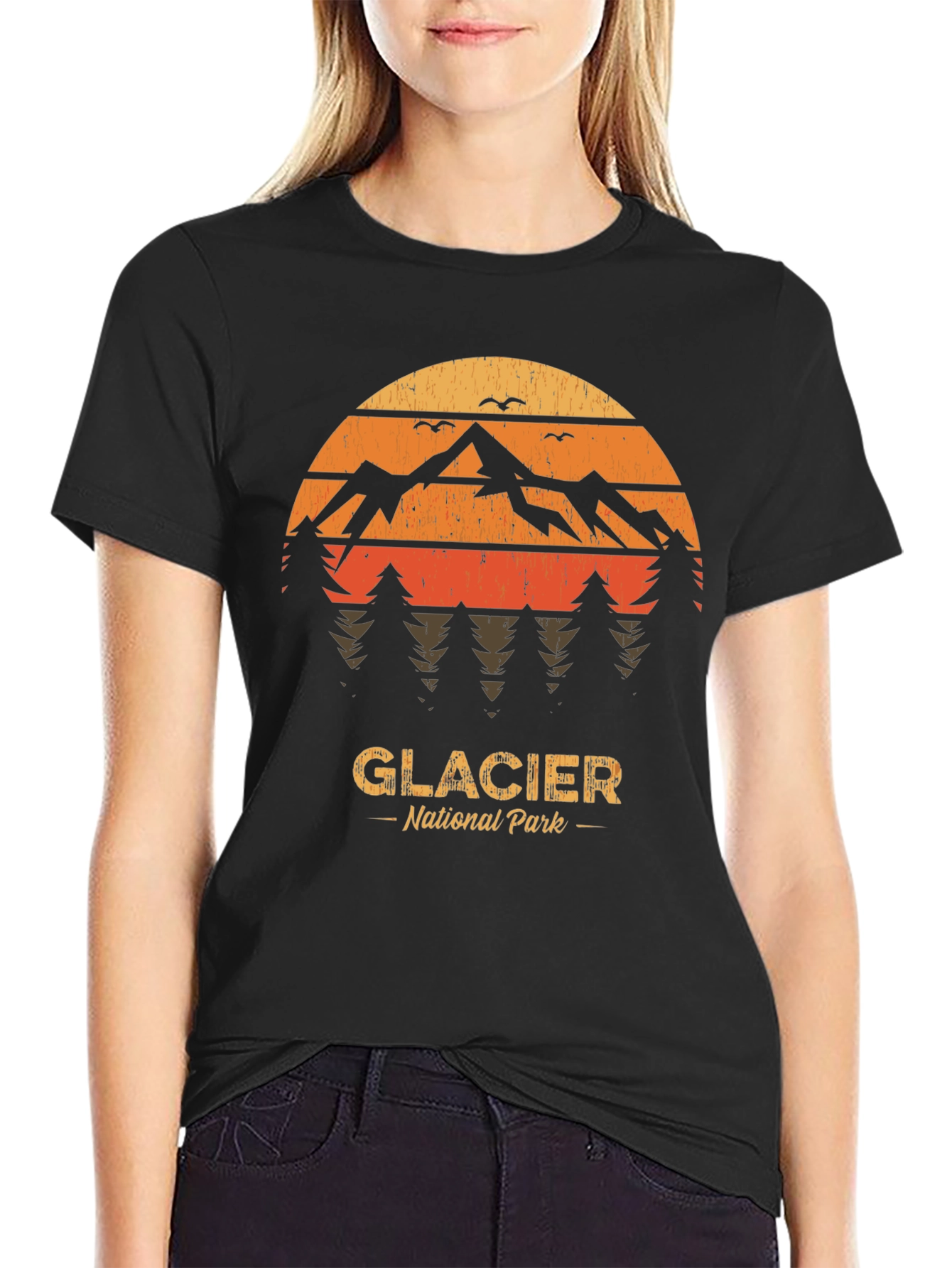 Glacier National Park T-Shirt - Retro Mountain Design