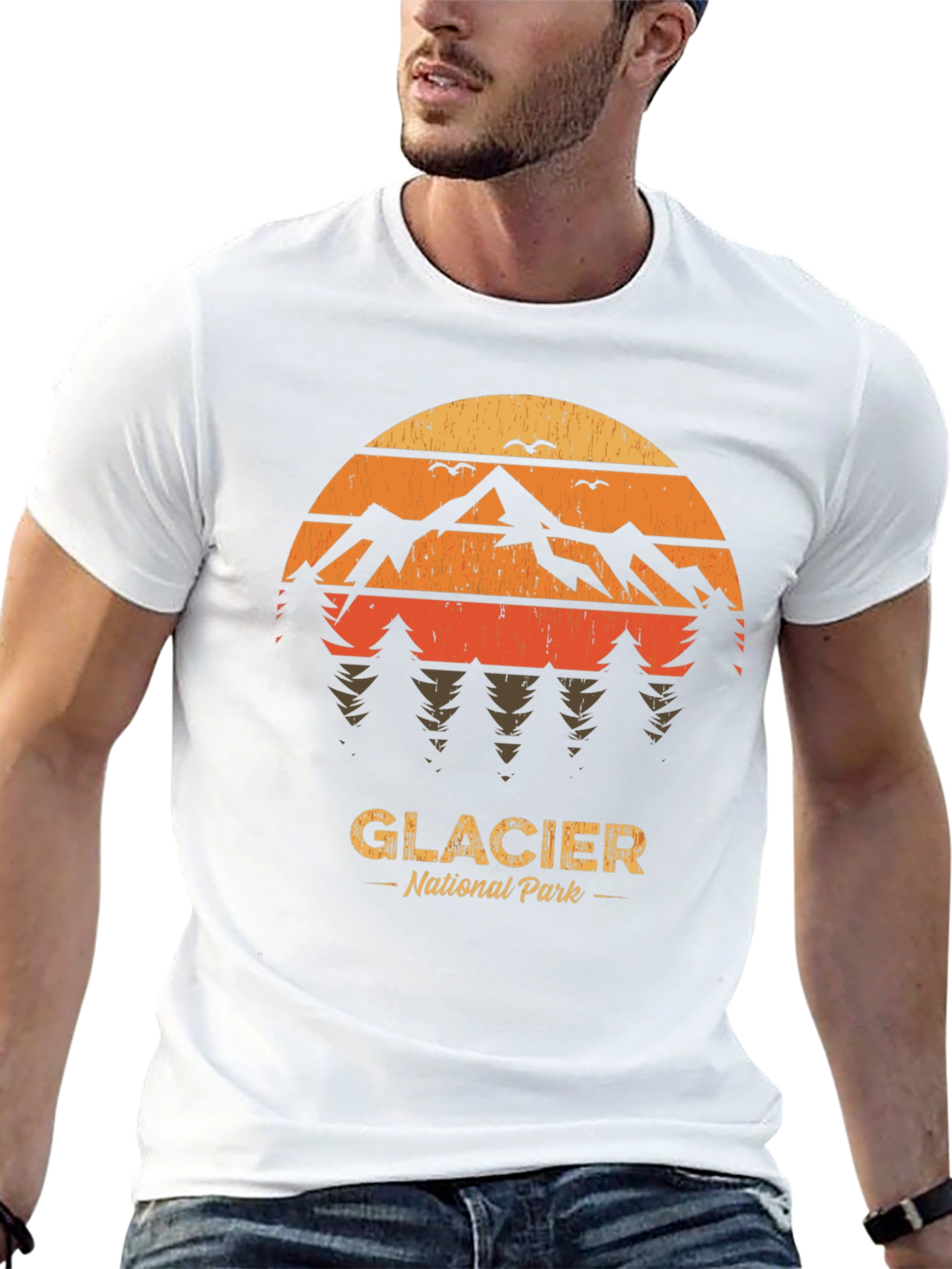 Glacier National Park T-Shirt - Retro Mountain Design