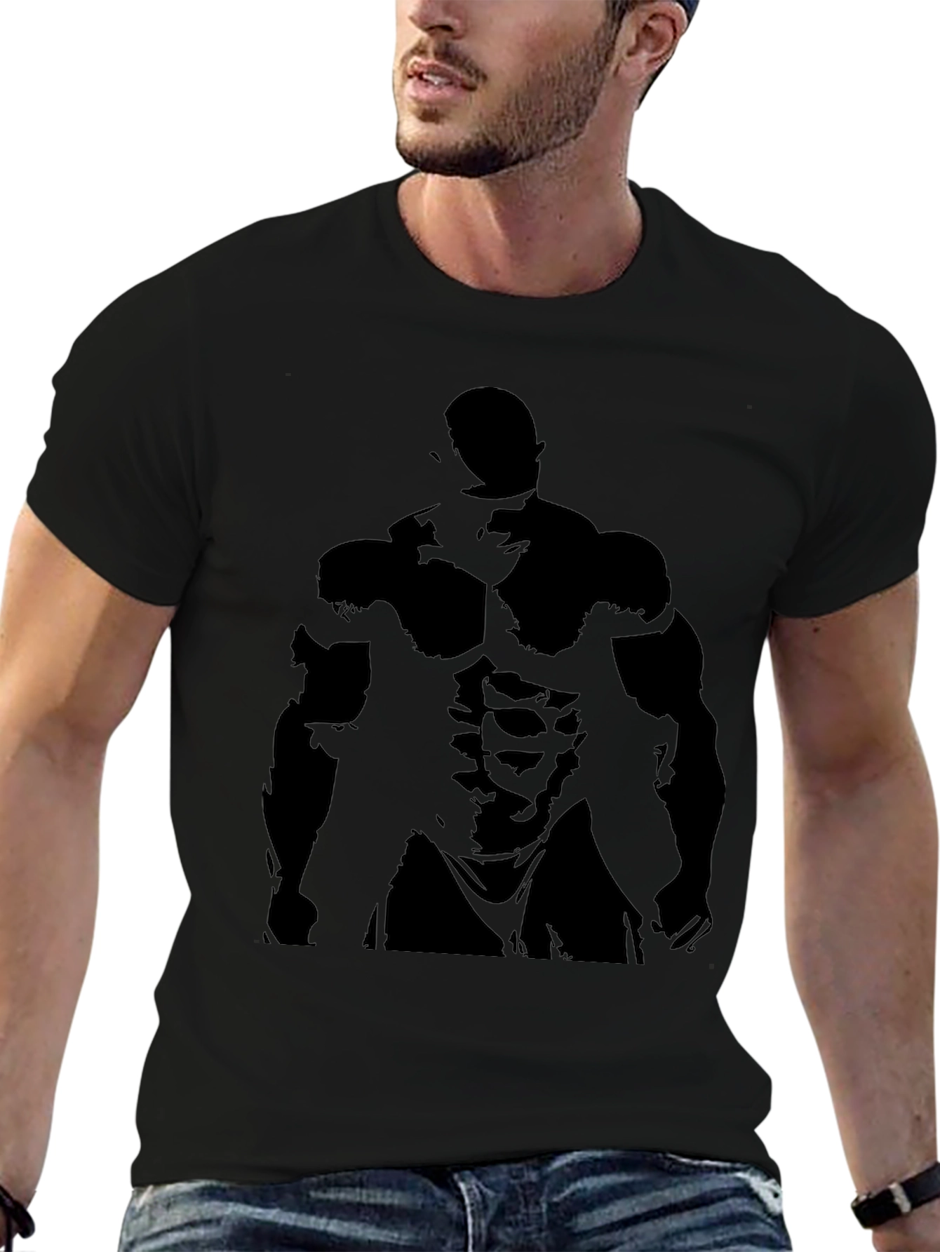 Mens Black Bodybuilder Graphic Tee