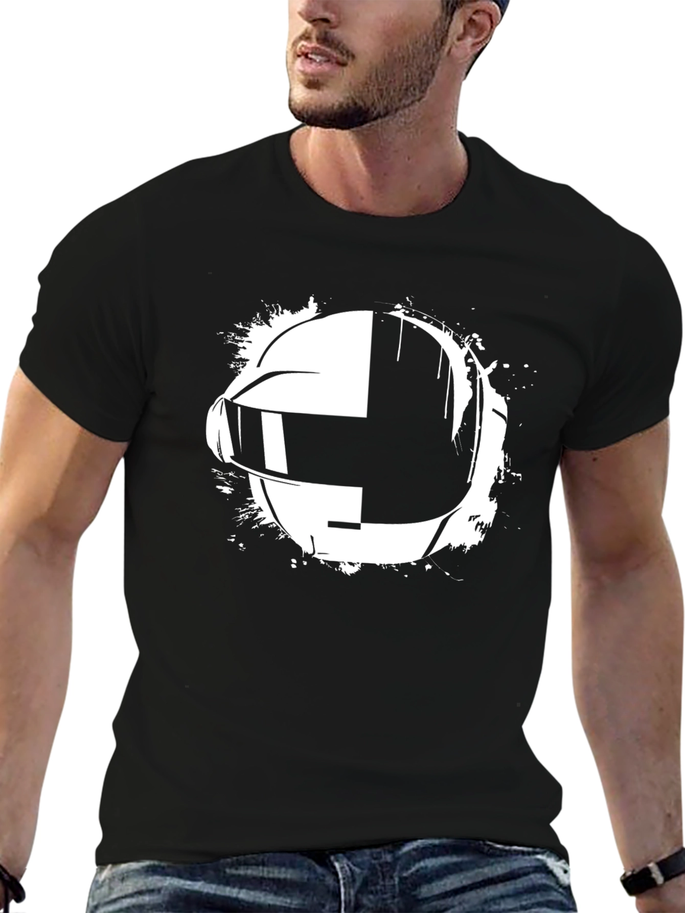 Daft Punk Helmet Graphic Black T-Shirt