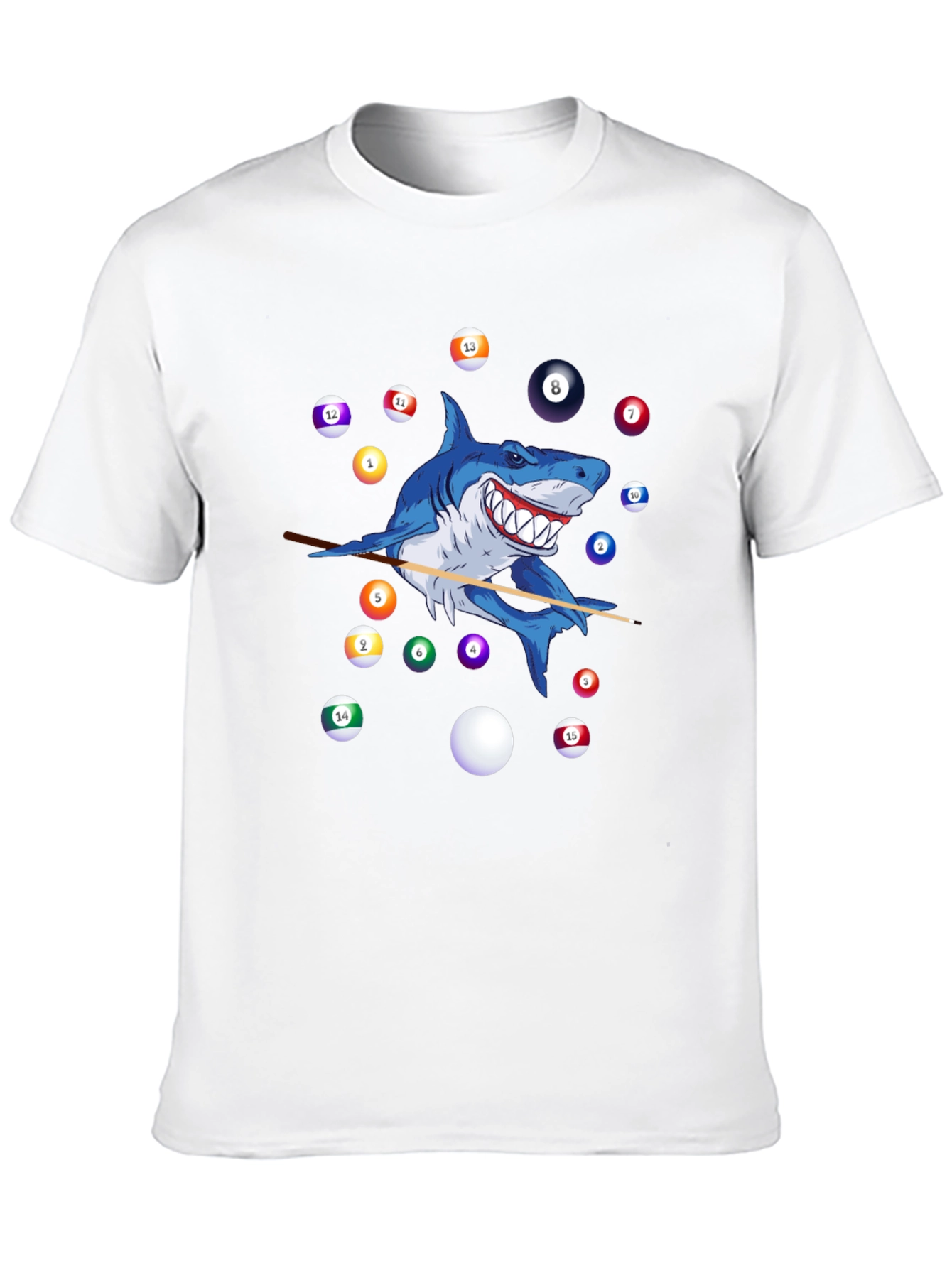 Shark Playing Pool Graphic T-Shirt