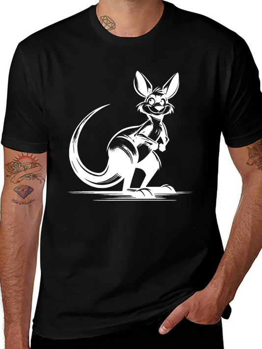 Cool Kangaroo Graphic Tee - Black Cotton T-Shirt
