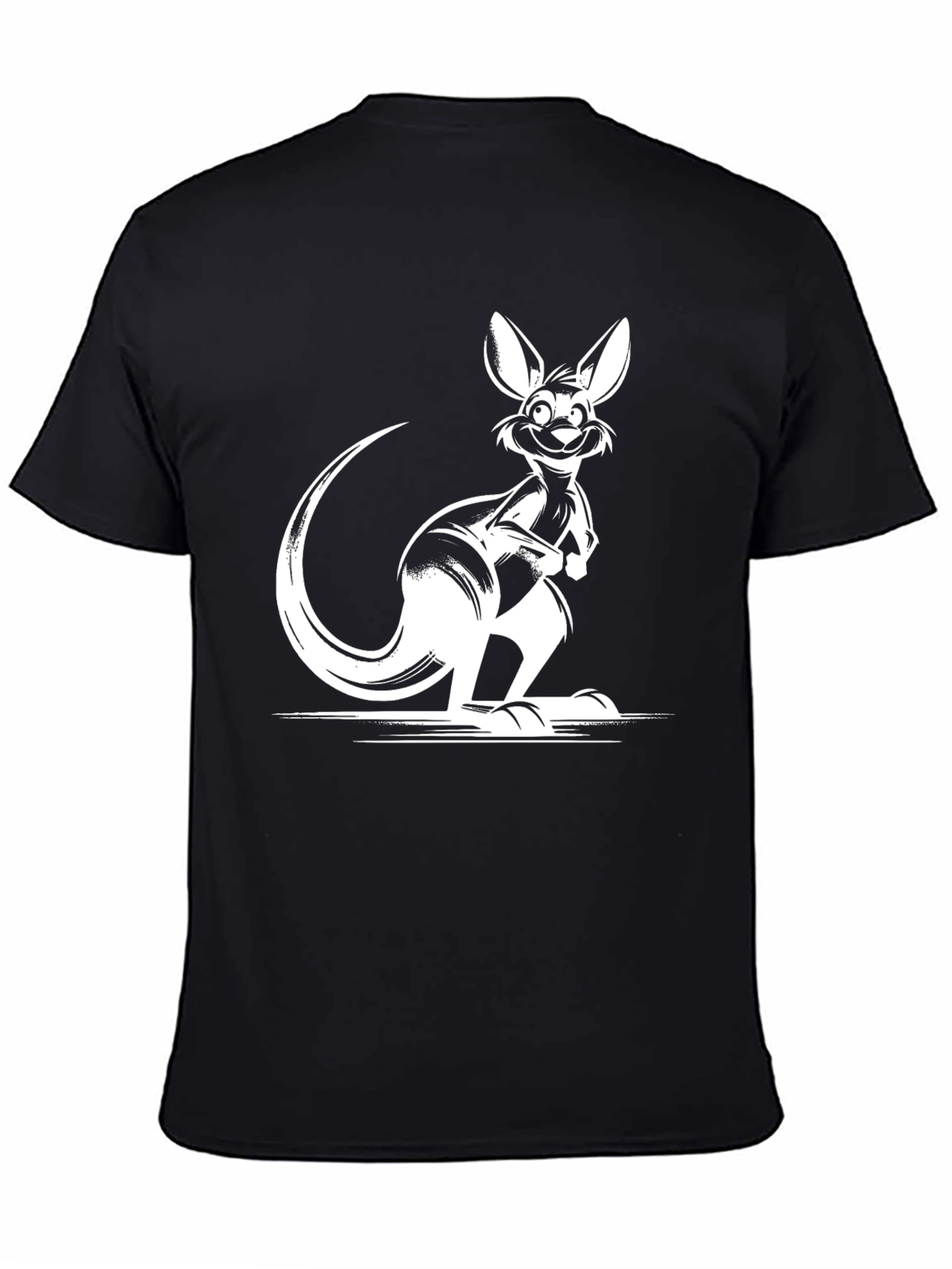 Cool Kangaroo Graphic Tee - Black Cotton T-Shirt