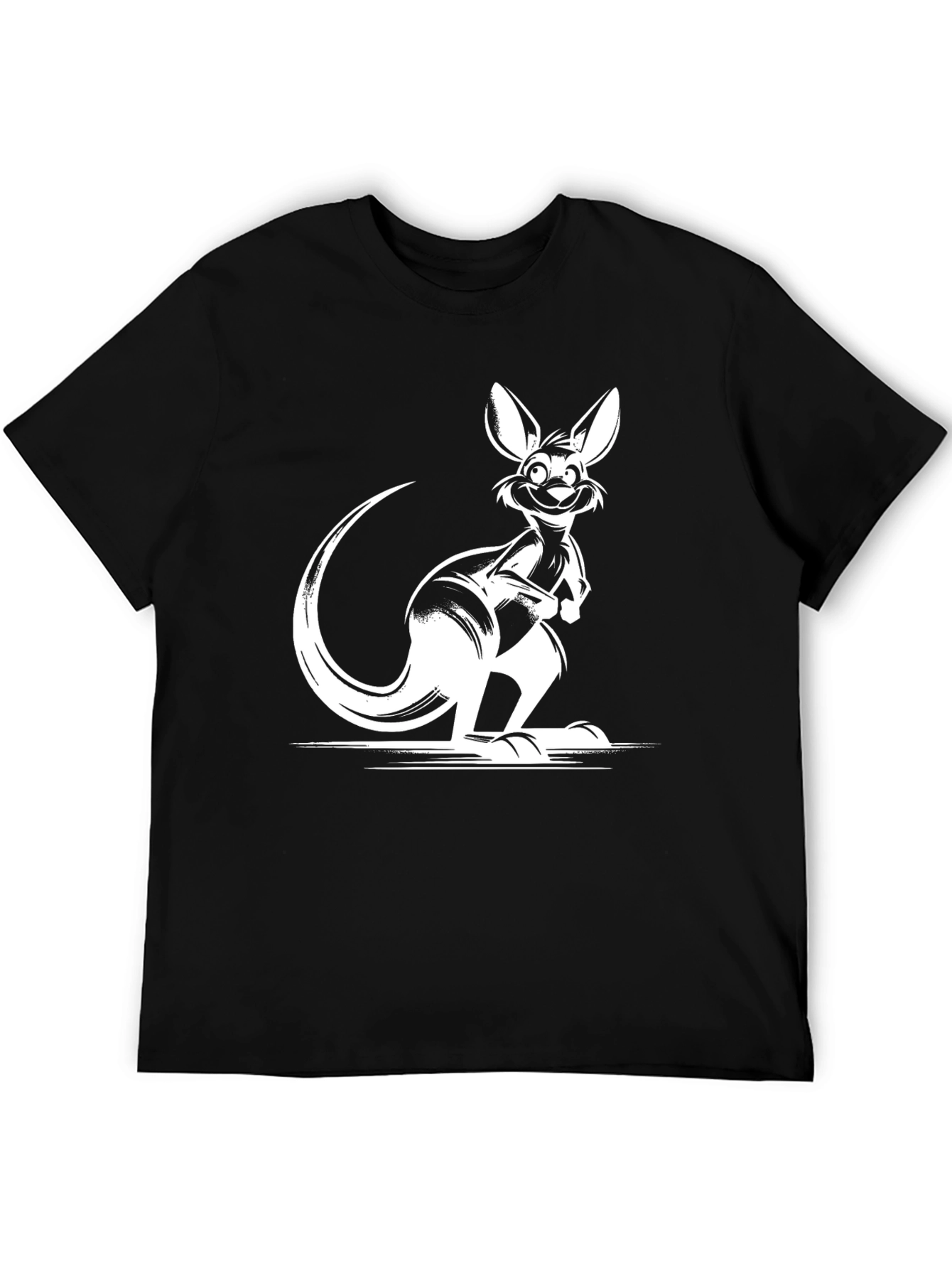 Cool Kangaroo Graphic Tee - Black Cotton T-Shirt
