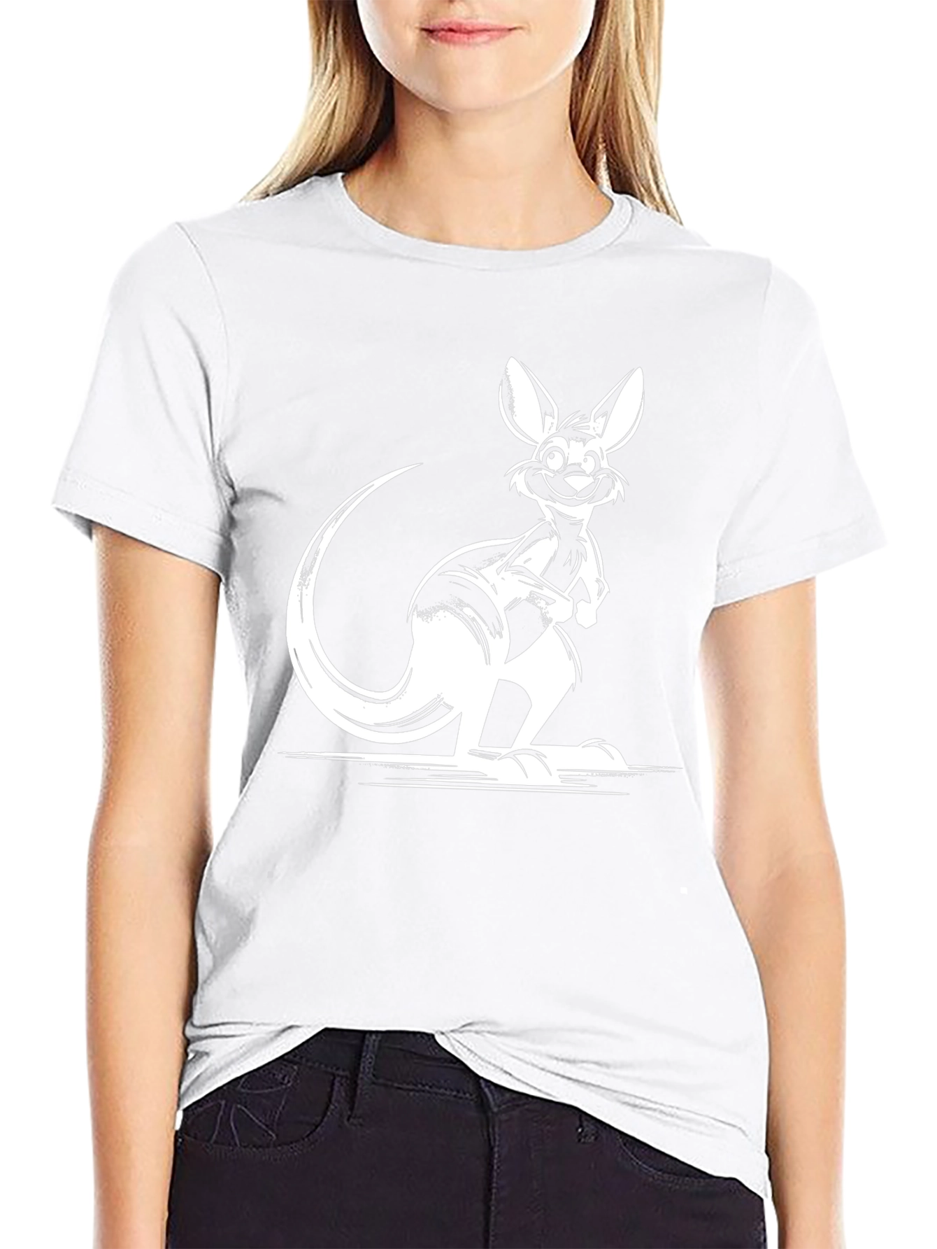 Cool Kangaroo Graphic Tee - Black Cotton T-Shirt