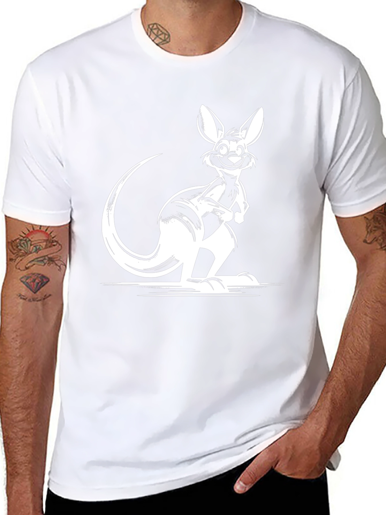 Cool Kangaroo Graphic Tee - Black Cotton T-Shirt