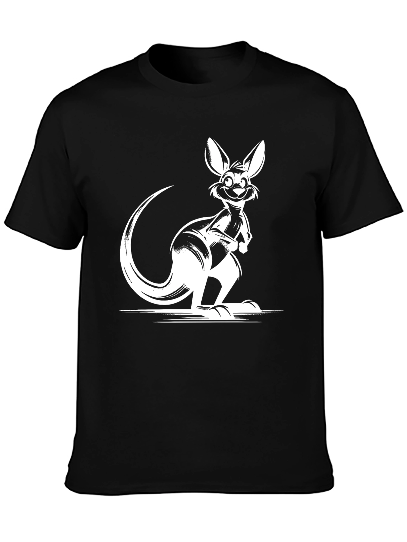 Cool Kangaroo Graphic Tee - Black Cotton T-Shirt