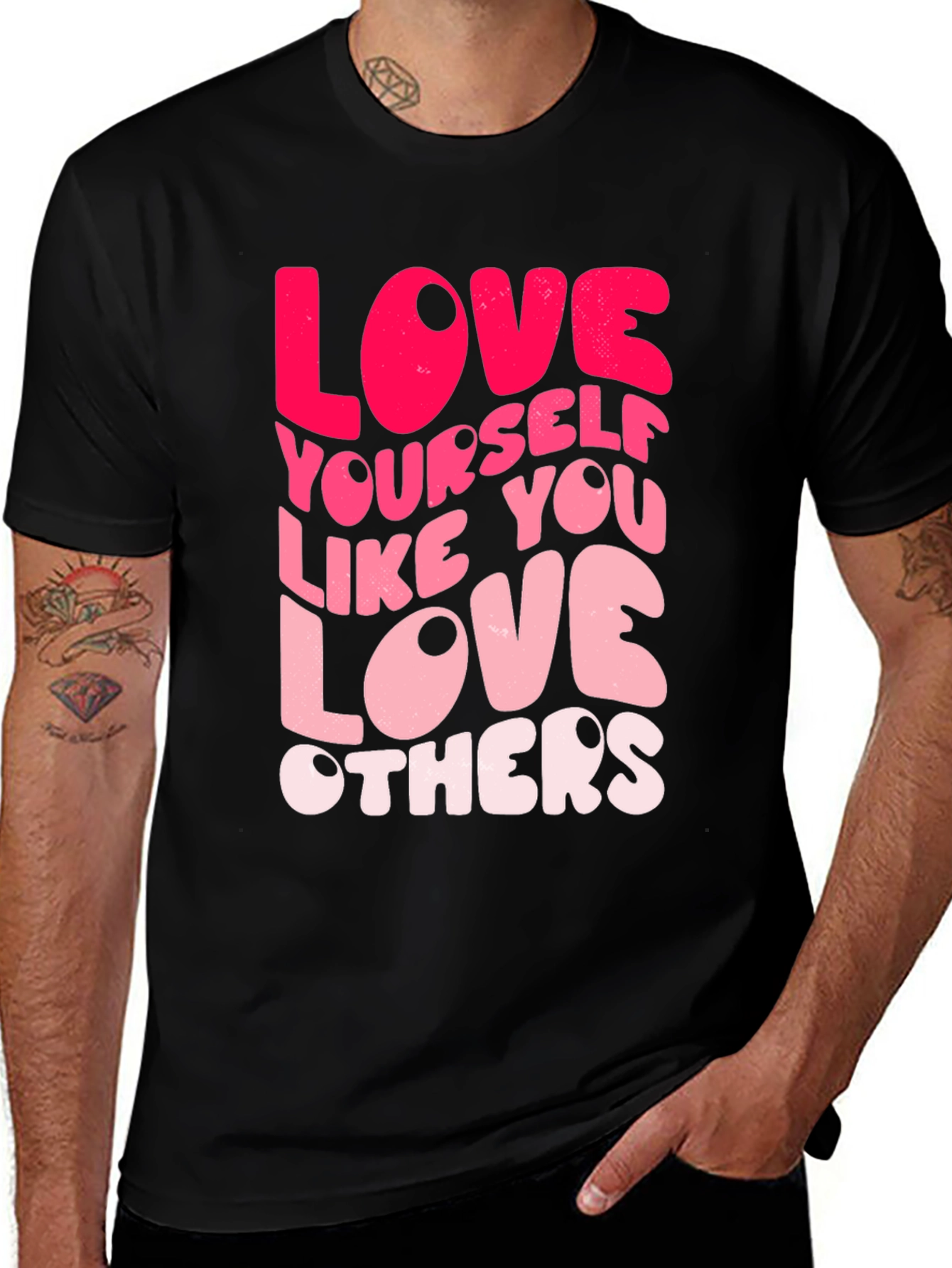 Love Yourself Graphic Tee - Black Casual T-Shirt