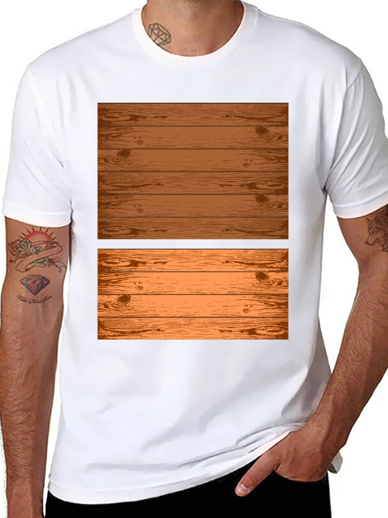 Wooden Plank Graphic Tee - Rustic Design
