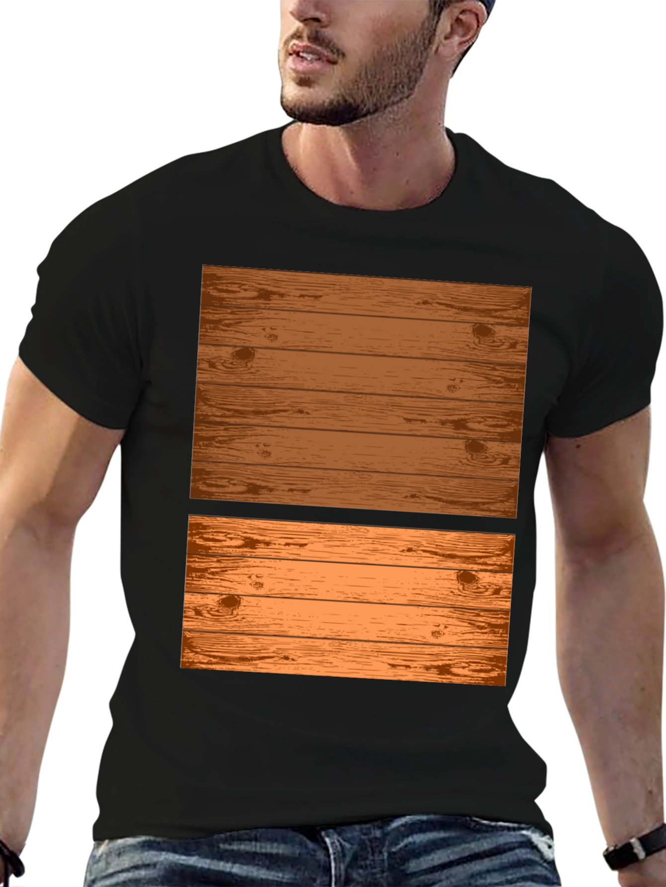 Wooden Plank Graphic Tee - Rustic Design