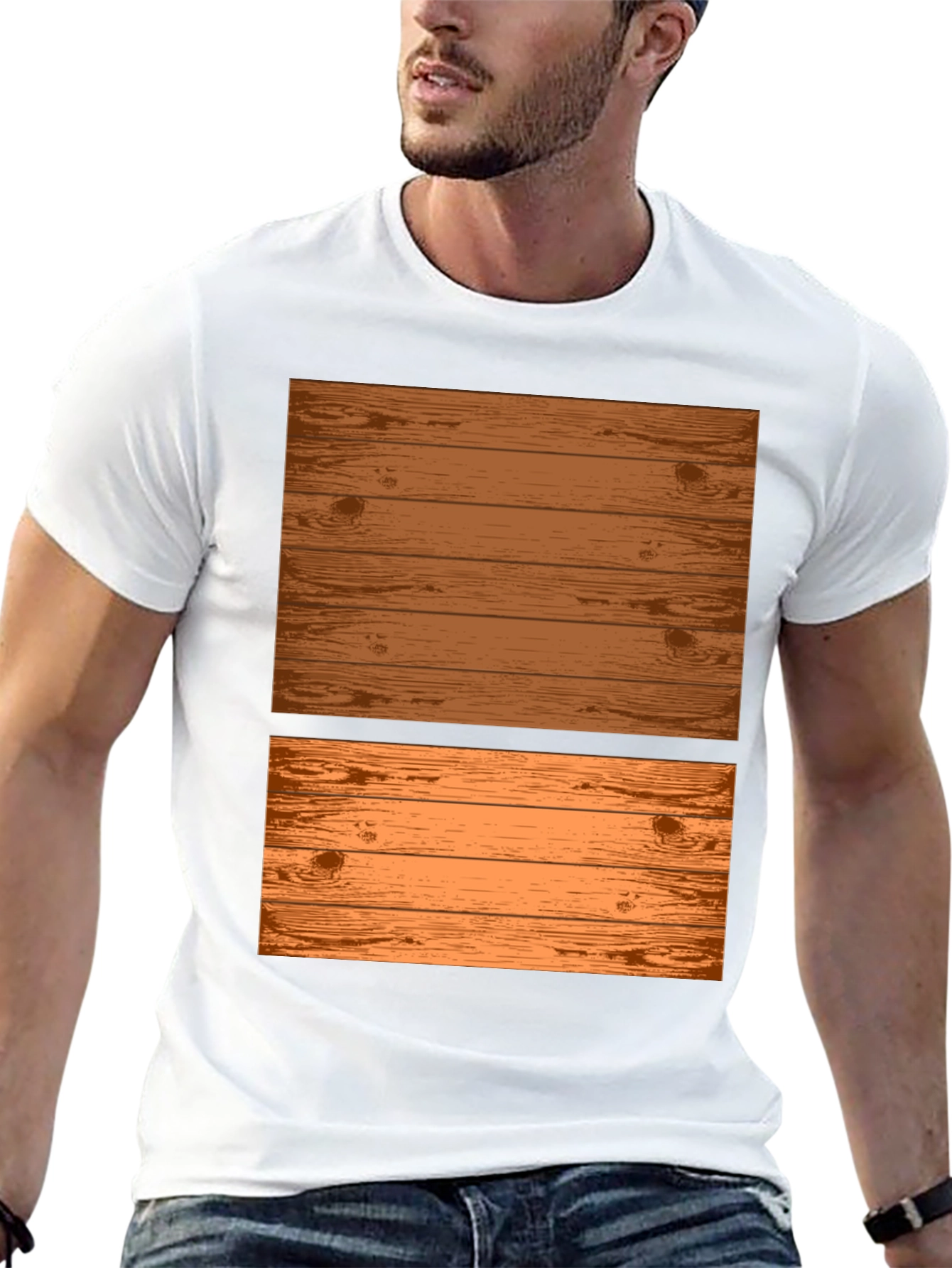 Wooden Plank Graphic Tee - Rustic Design