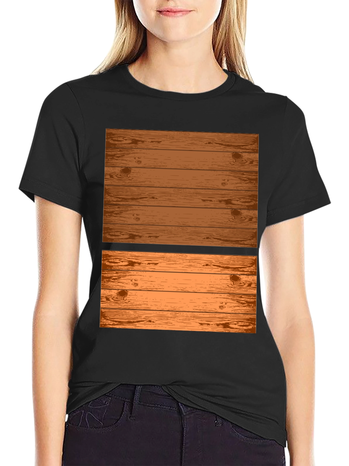 Wooden Plank Graphic Tee - Rustic Design