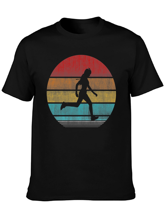 Retro Runner Graphic Tee - Vintage Sunset Design