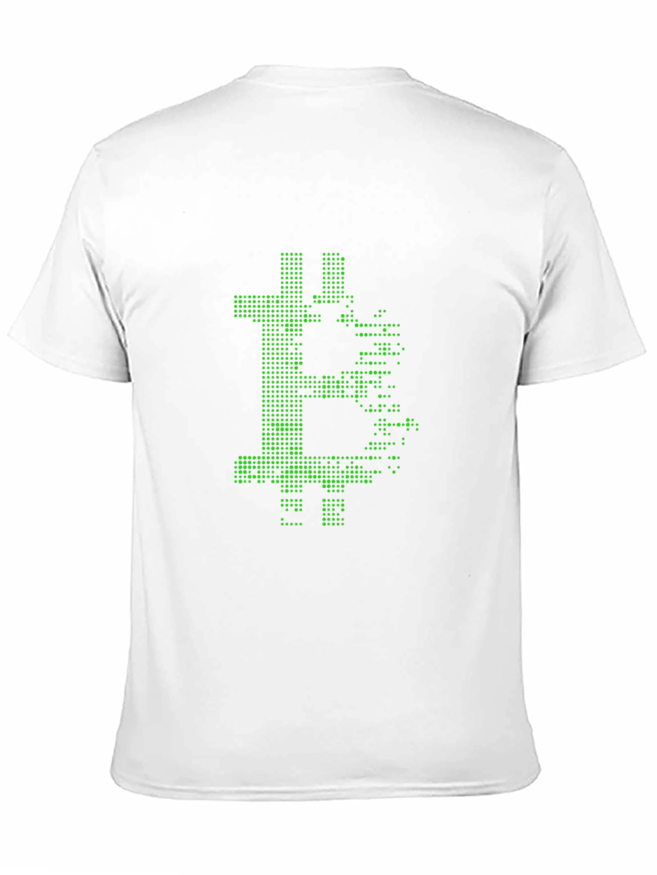 Bitcoin Pixelated Green Graphic Black T-Shirt