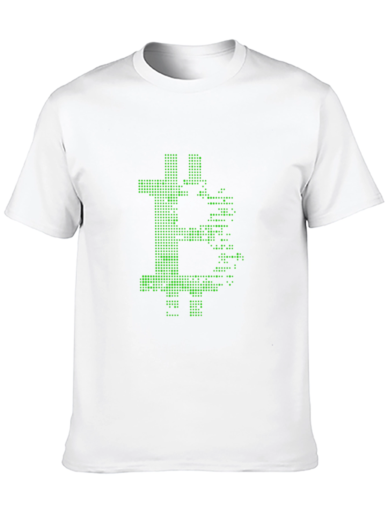 Bitcoin Pixelated Green Graphic Black T-Shirt