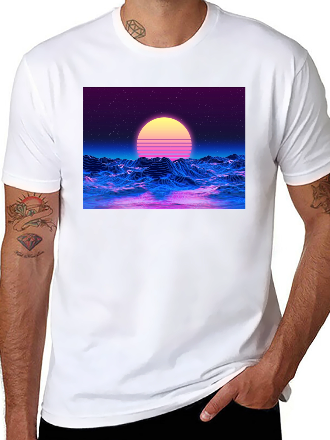Retro Wave T-Shirt - Synthwave Sunset