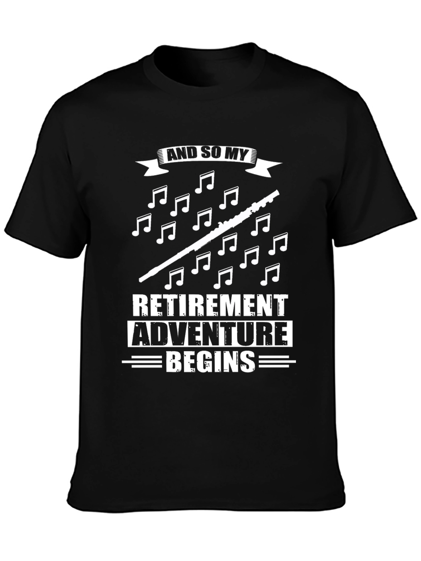 Retirement Adventure Begins Black Graphic T-Shirt