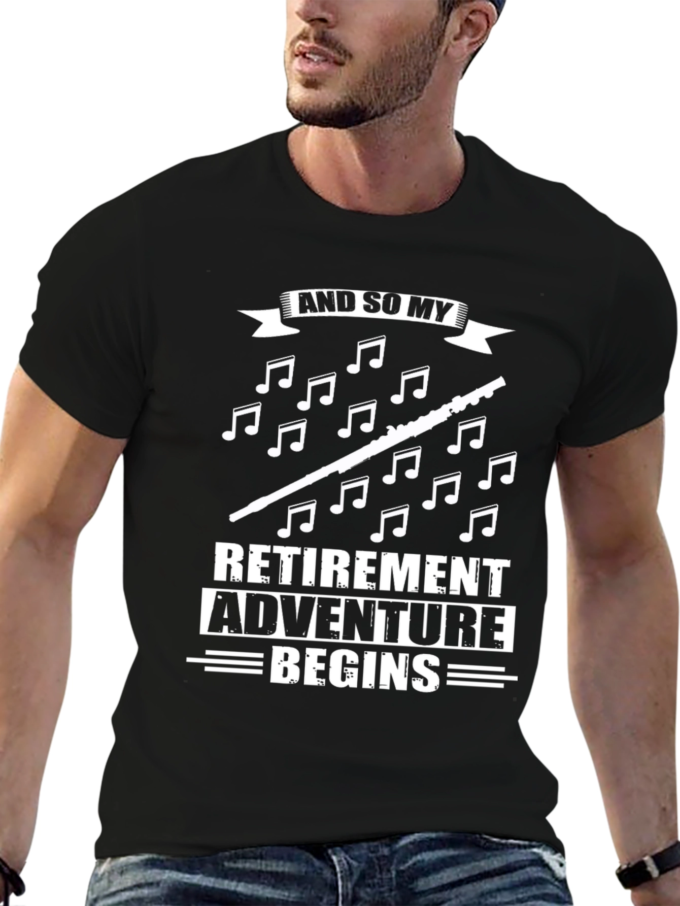 Retirement Adventure Begins Black Graphic T-Shirt