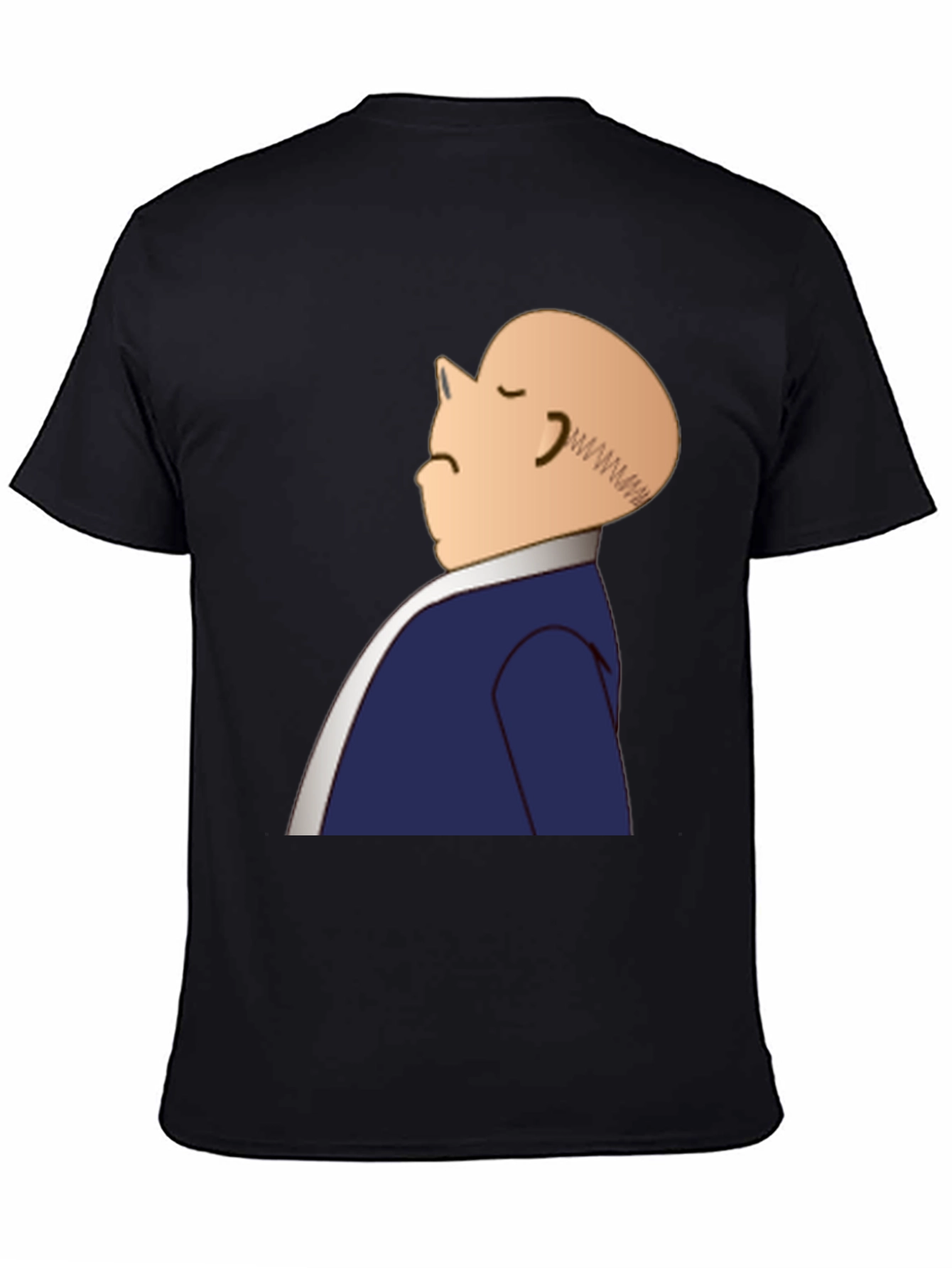 Bald Cartoon Man Graphic Black T-Shirt