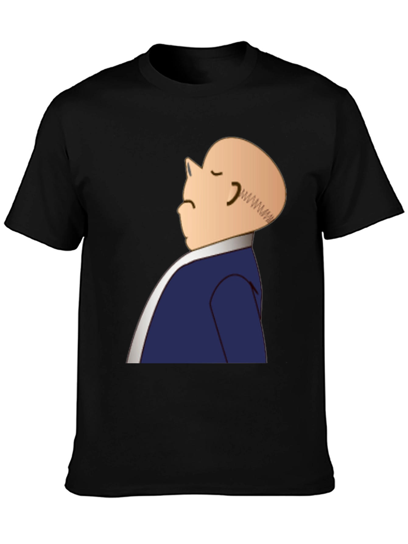 Bald Cartoon Man Graphic Black T-Shirt
