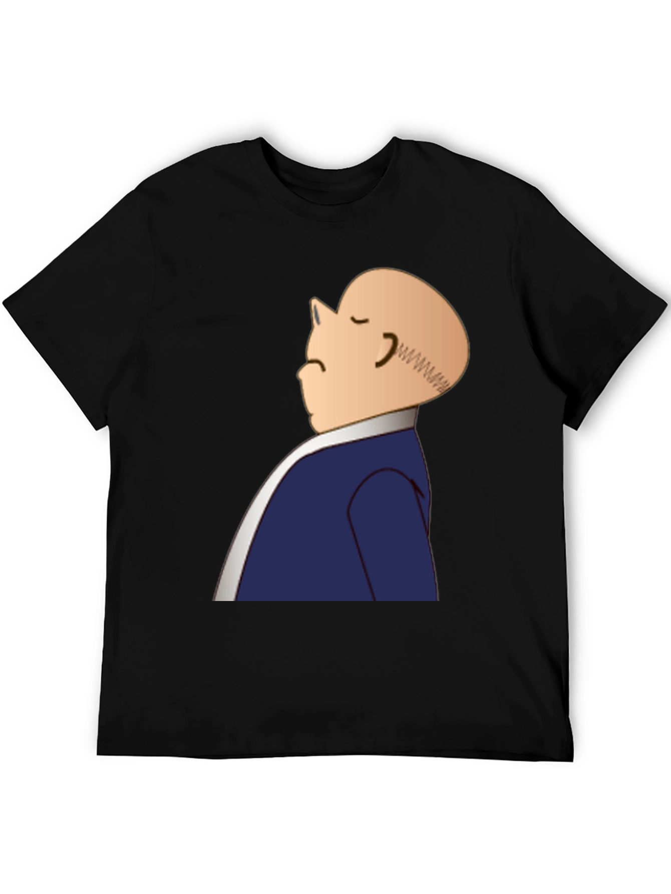 Bald Cartoon Man Graphic Black T-Shirt