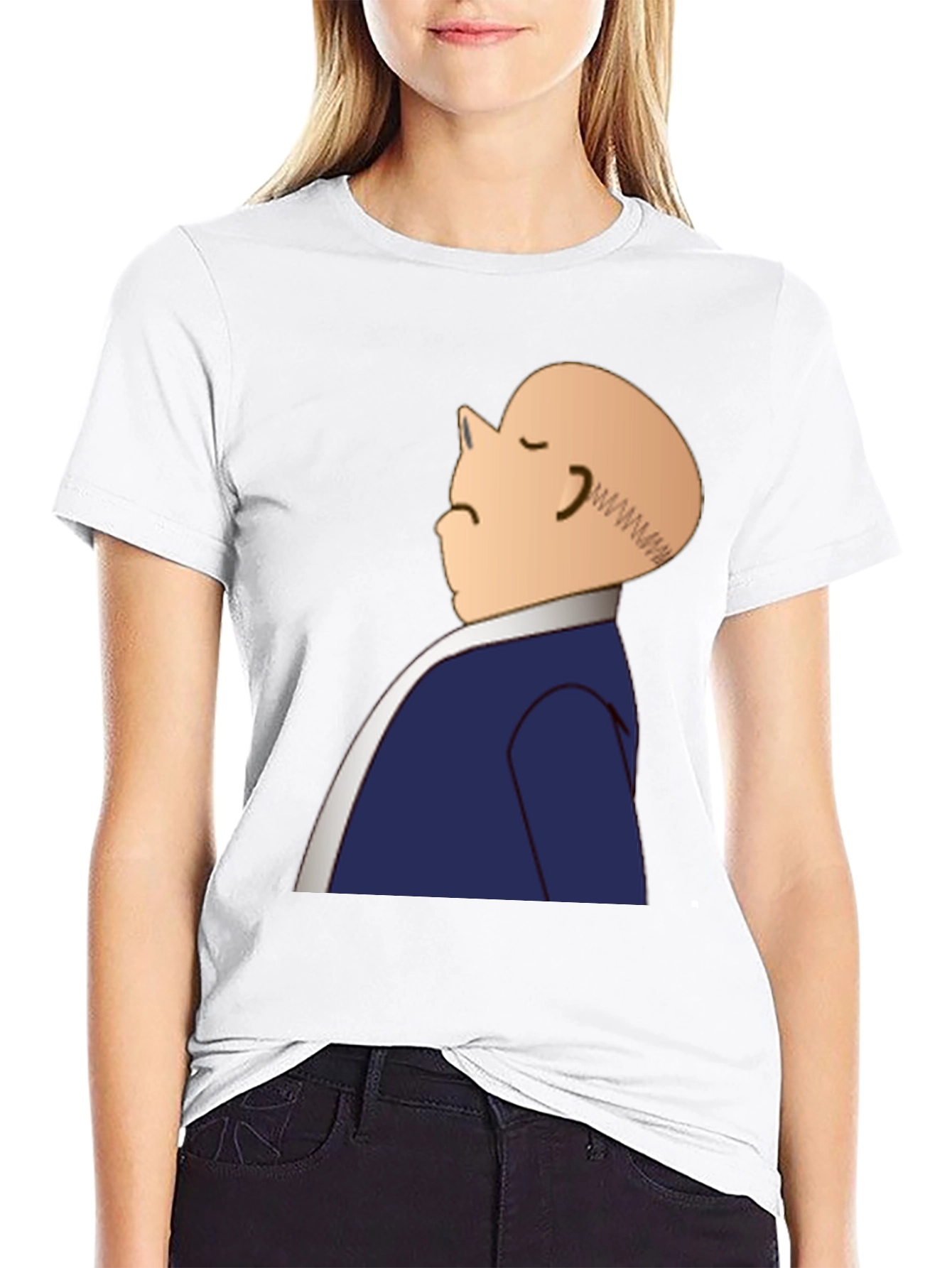 Bald Cartoon Man Graphic Black T-Shirt