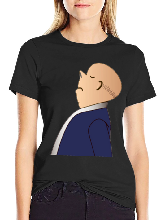 Bald Cartoon Man Graphic Black T-Shirt