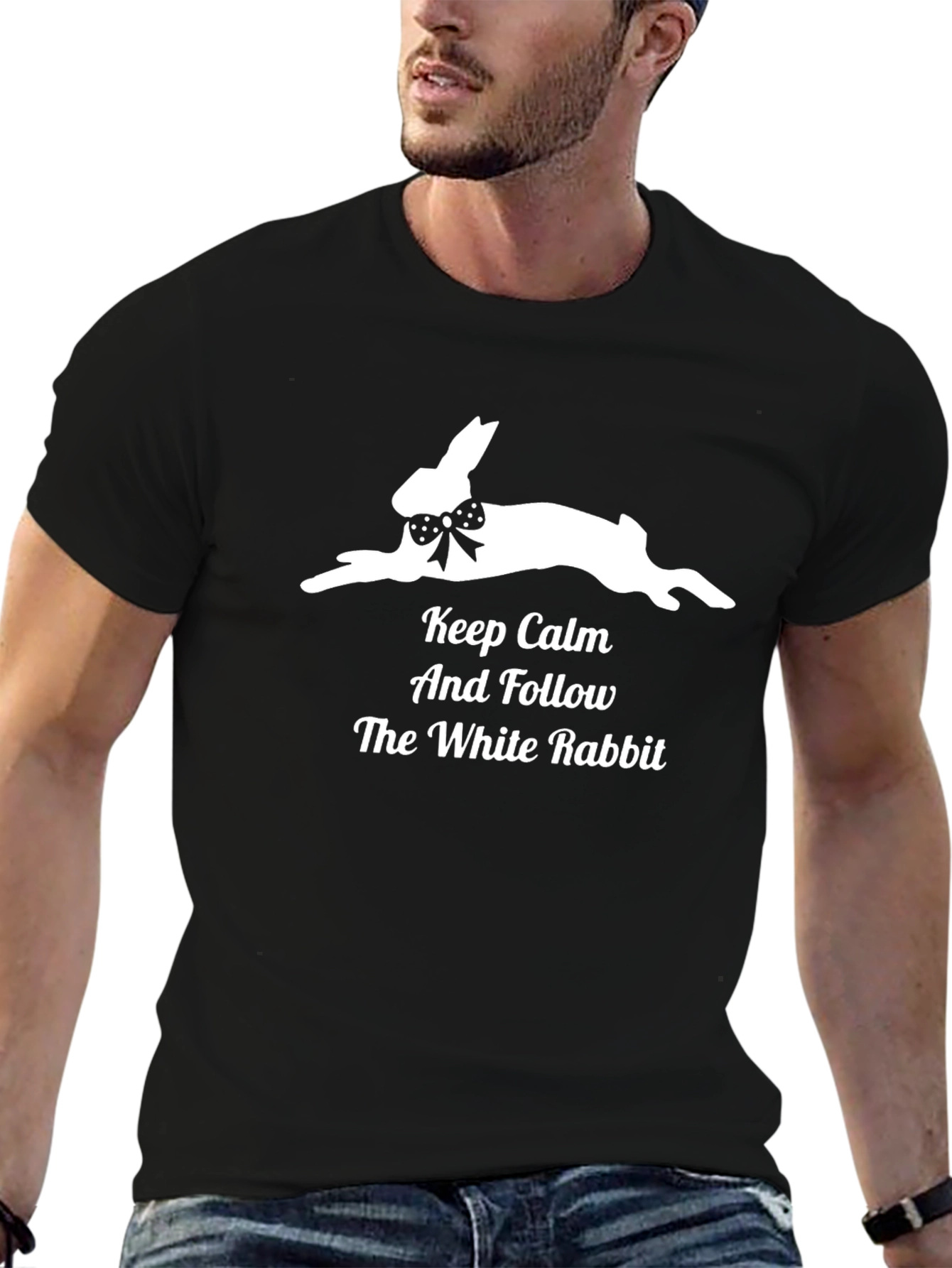 Keep Calm White Rabbit Graphic T-Shirt
