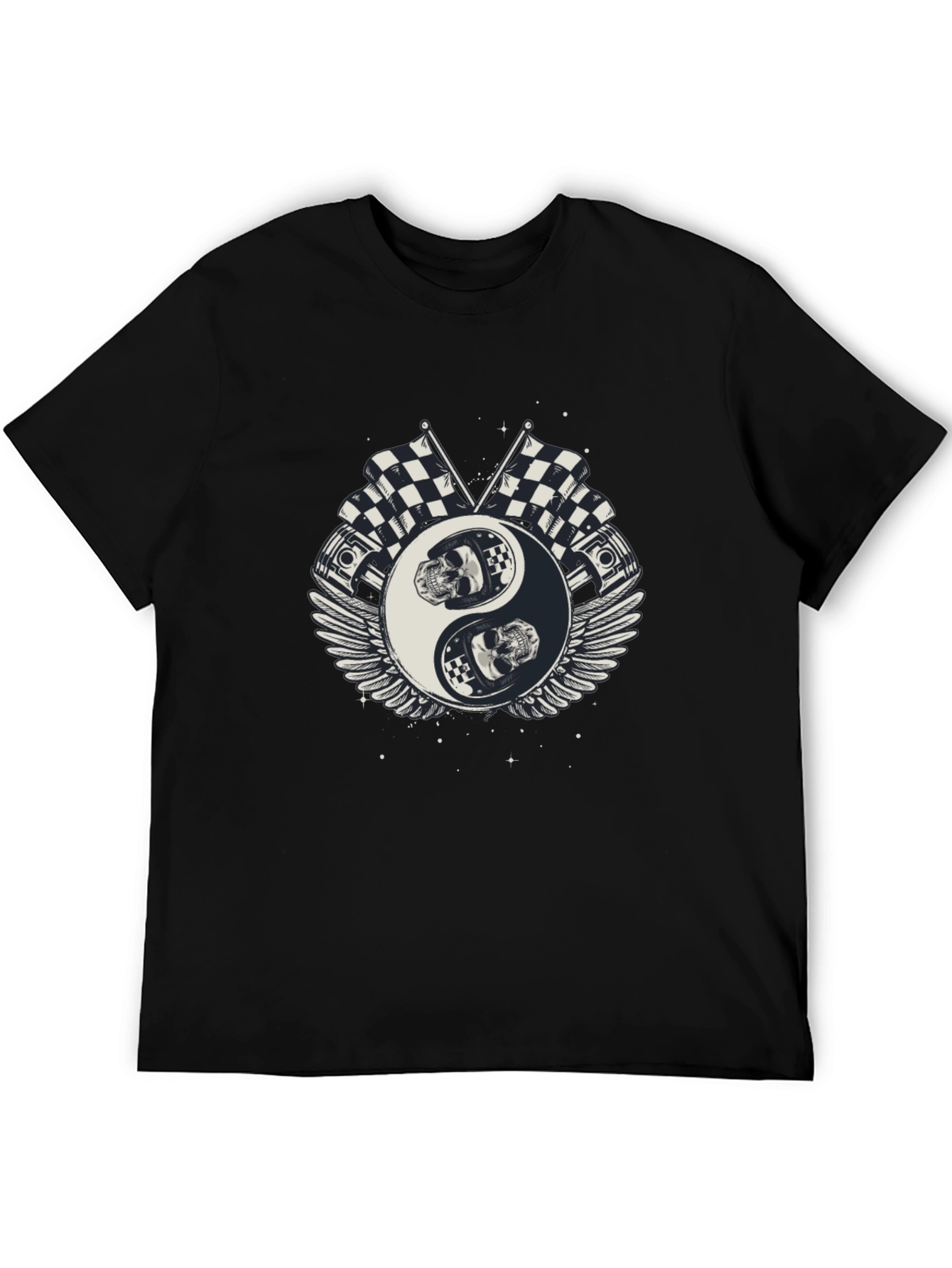 Yin Yang Racing Skull Black T-Shirt