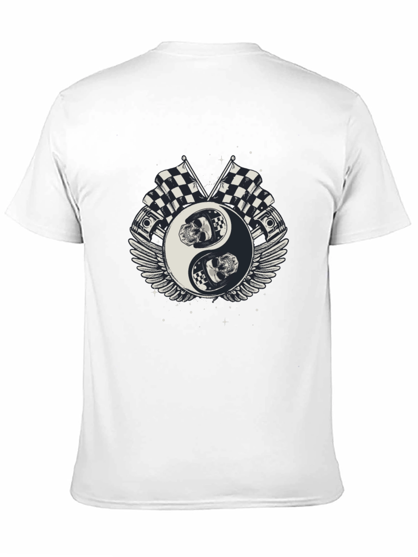 Yin Yang Racing Skull Black T-Shirt