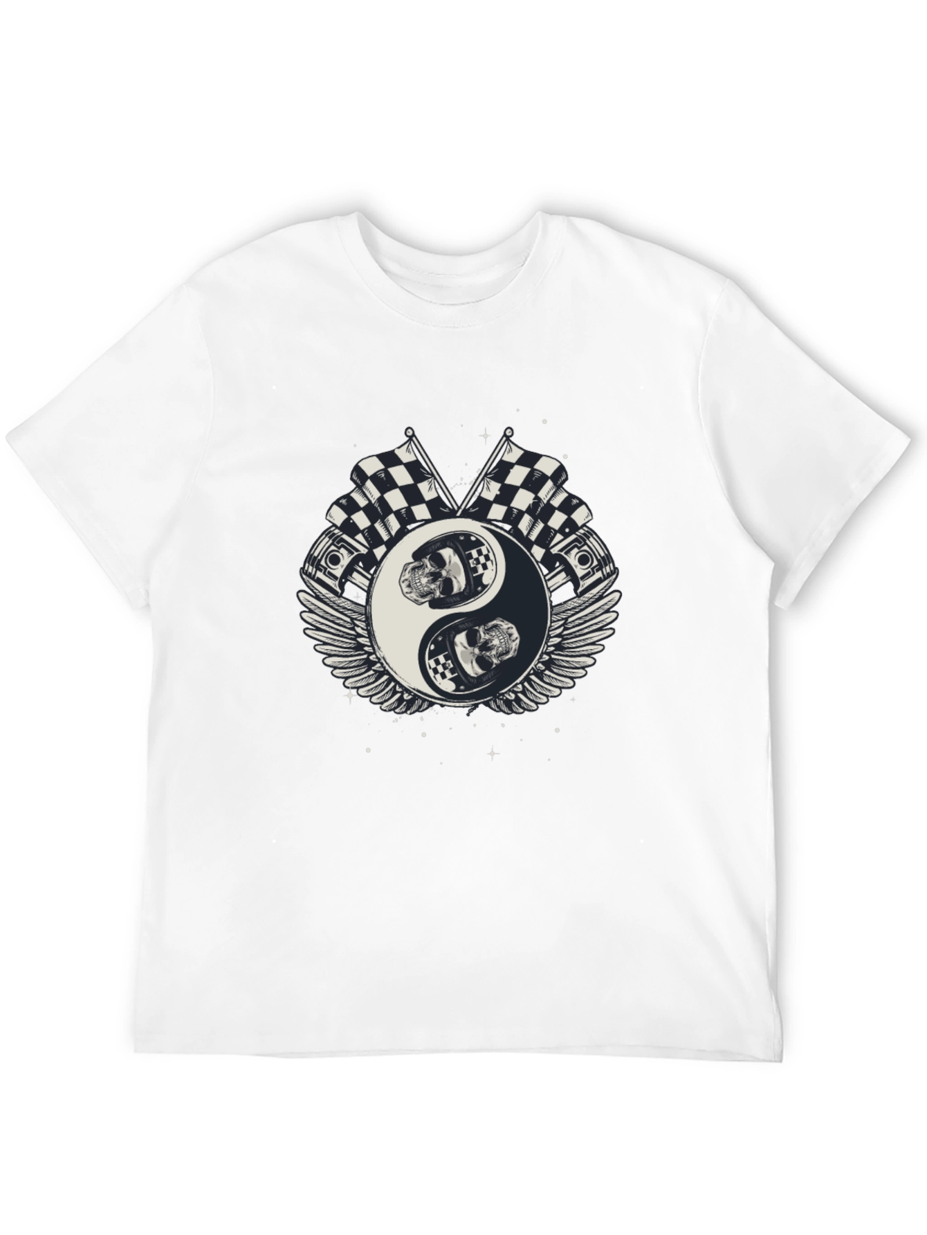 Yin Yang Racing Skull Black T-Shirt