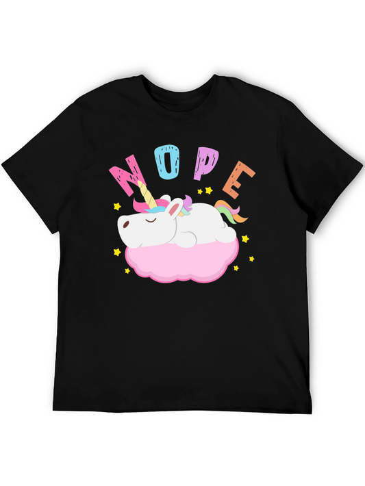 Nope Unicorn T-Shirt - Lazy Cartoon Graphic Tee