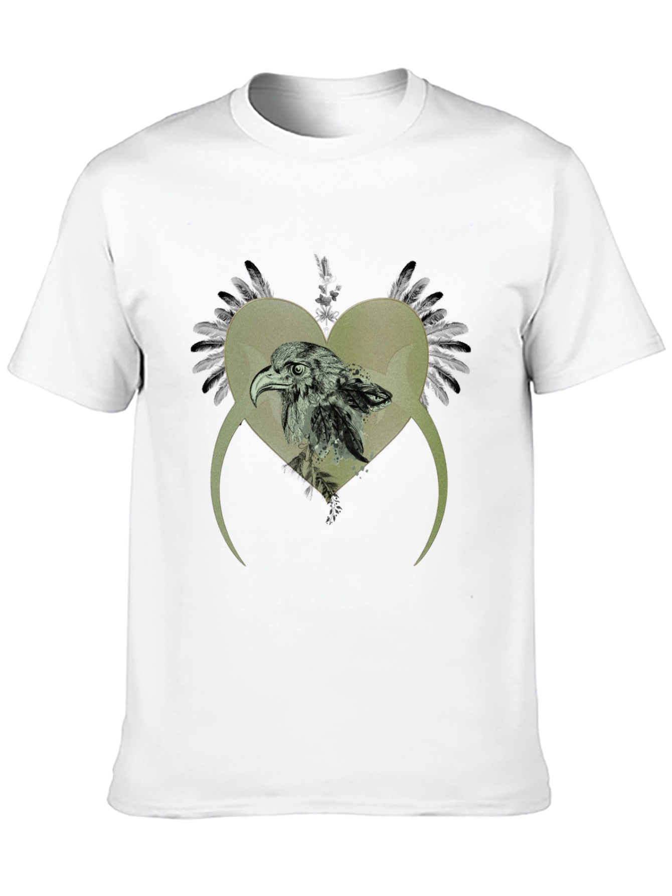 Eagle Heart Graphic Print Black T-Shirt