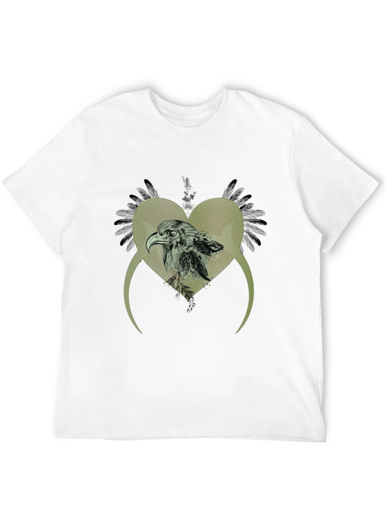 Eagle Heart Graphic Print Black T-Shirt
