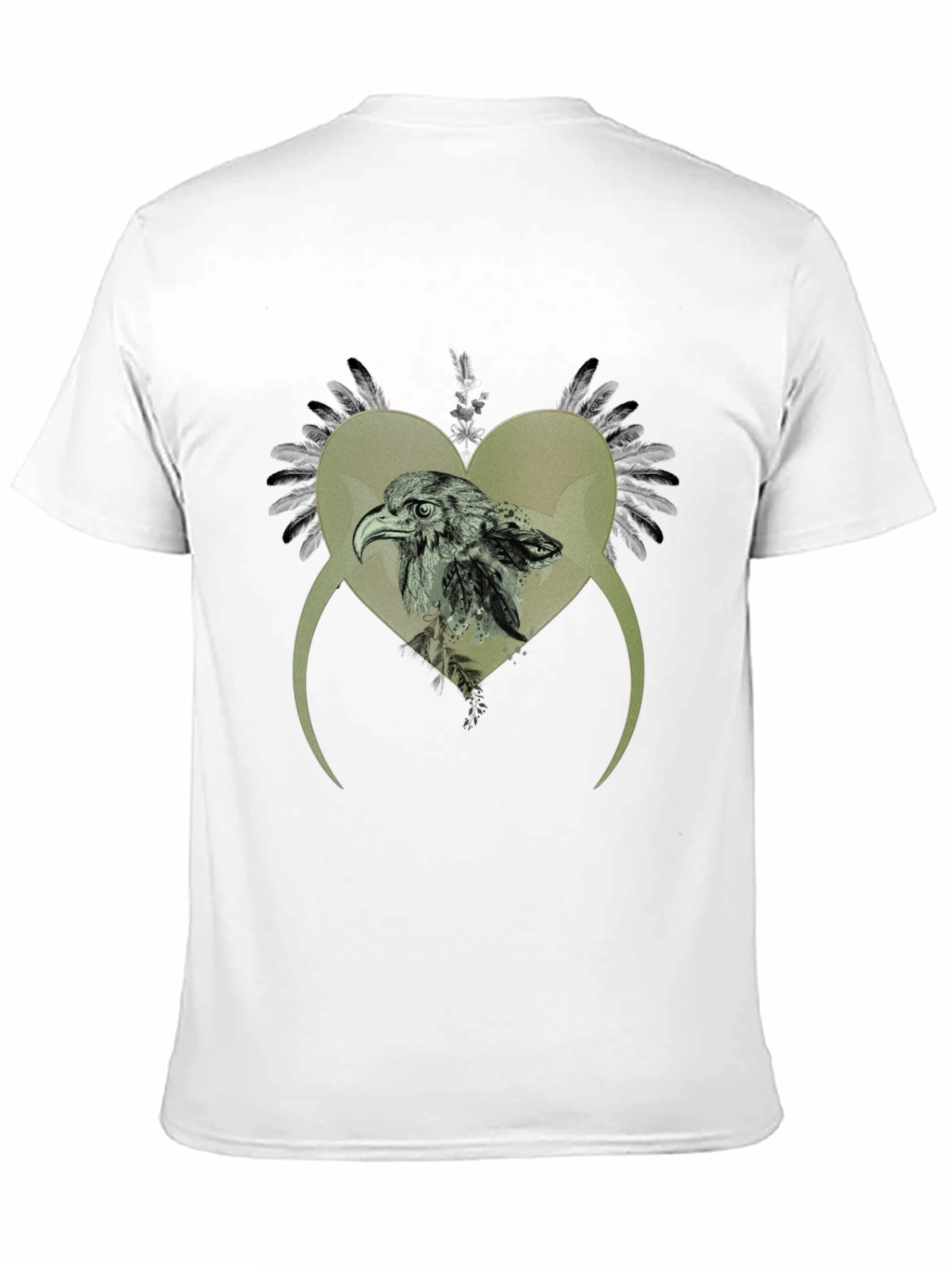 Eagle Heart Graphic Print Black T-Shirt