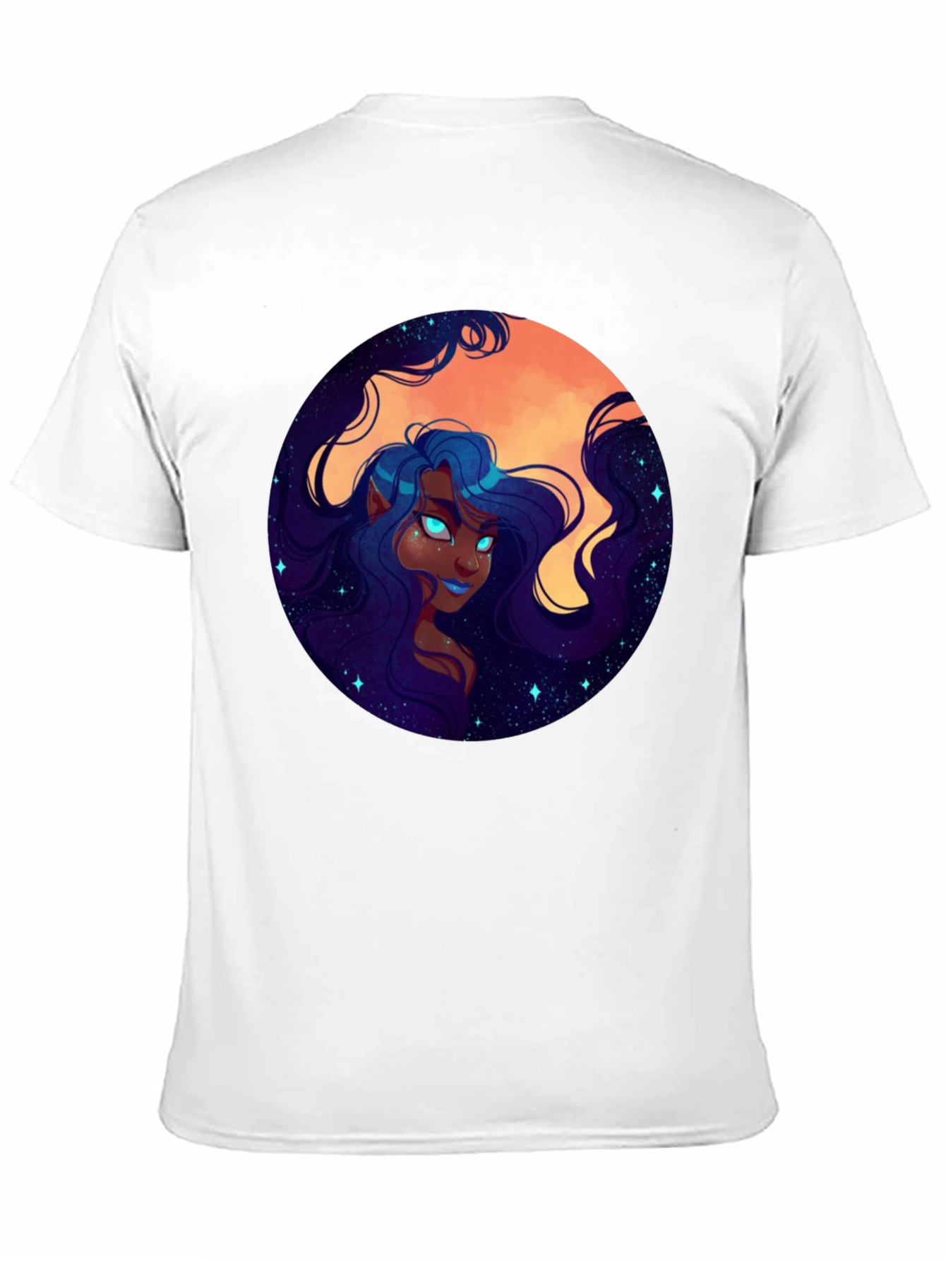 Celestial Maiden Graphic Print Black T-Shirt